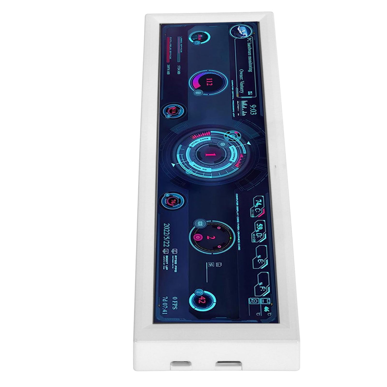 Jectse 8.8 Inch PC Temperature Monitor with Plug & Play - Customizable 1920x480 Resolution CPU Hardware Display for Computer (White) | Perfect for Gaming Rigs, Workstations & PC Builds