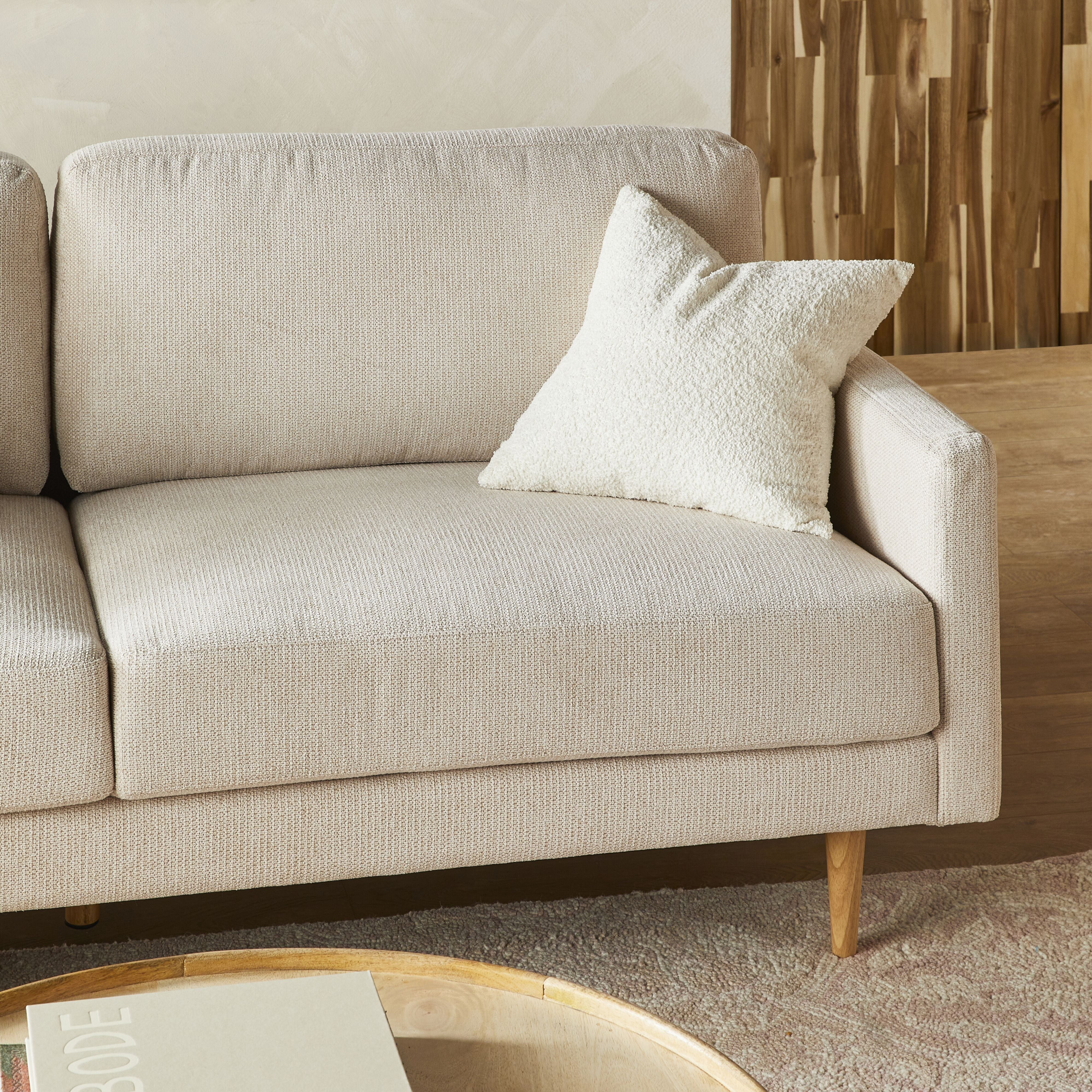 Boden 3-Seater Sofa - Sorrento Almond Color Upholstered Couch for Living Room, Lounge & Office | Comfortable Modern Sectional Sofa with Soft Fabric