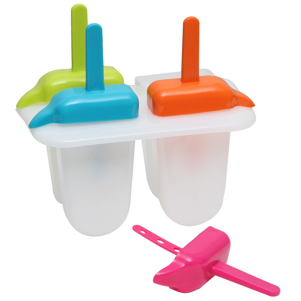 Time for Treats Frost Bites 4-Mold Ice Pop Maker - Small, Multicolored for Homemade Popsicles, Summer Treats & Kids Snacks