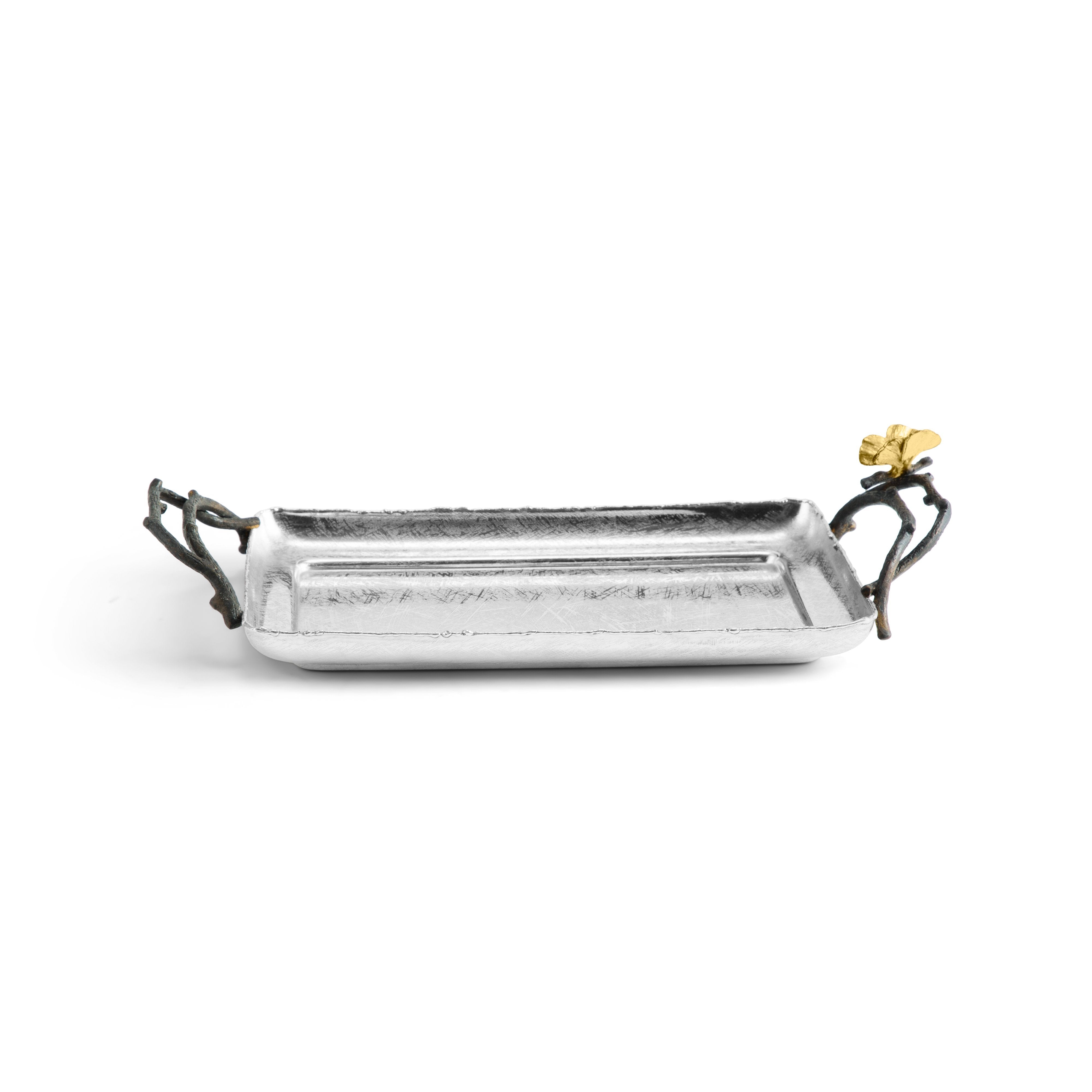 Elegant Butterfly Ginkgo Small Tray with Two Handles - Perfect for Home Decor, Jewelry Organizer & Bathroom Essentials Storage