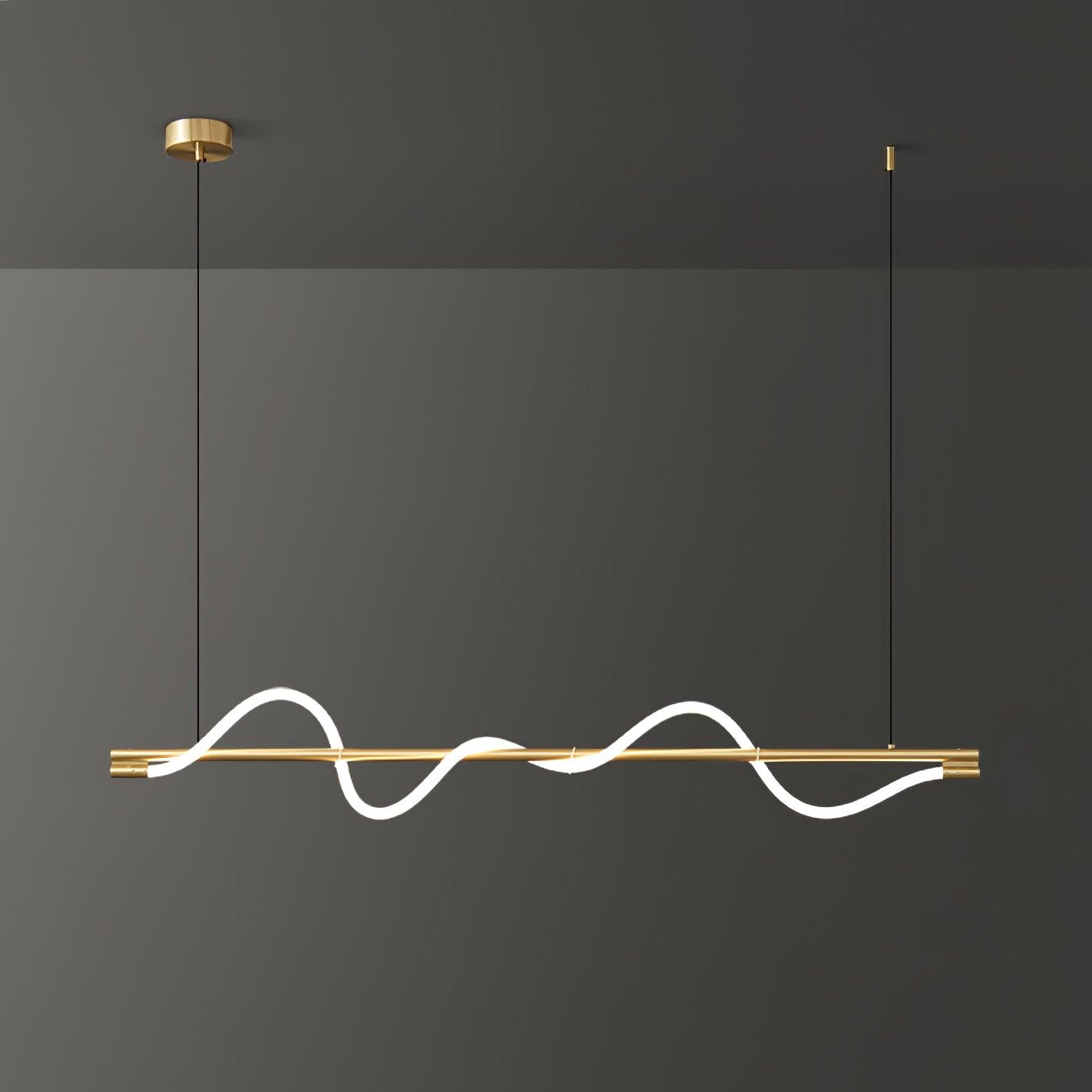 Modern Linear Curve Island Pendant Lamp - Sleek Hanging Light Fixture for Kitchen, Dining Room & Living Room - Perfect for Home Decor & Interior Design