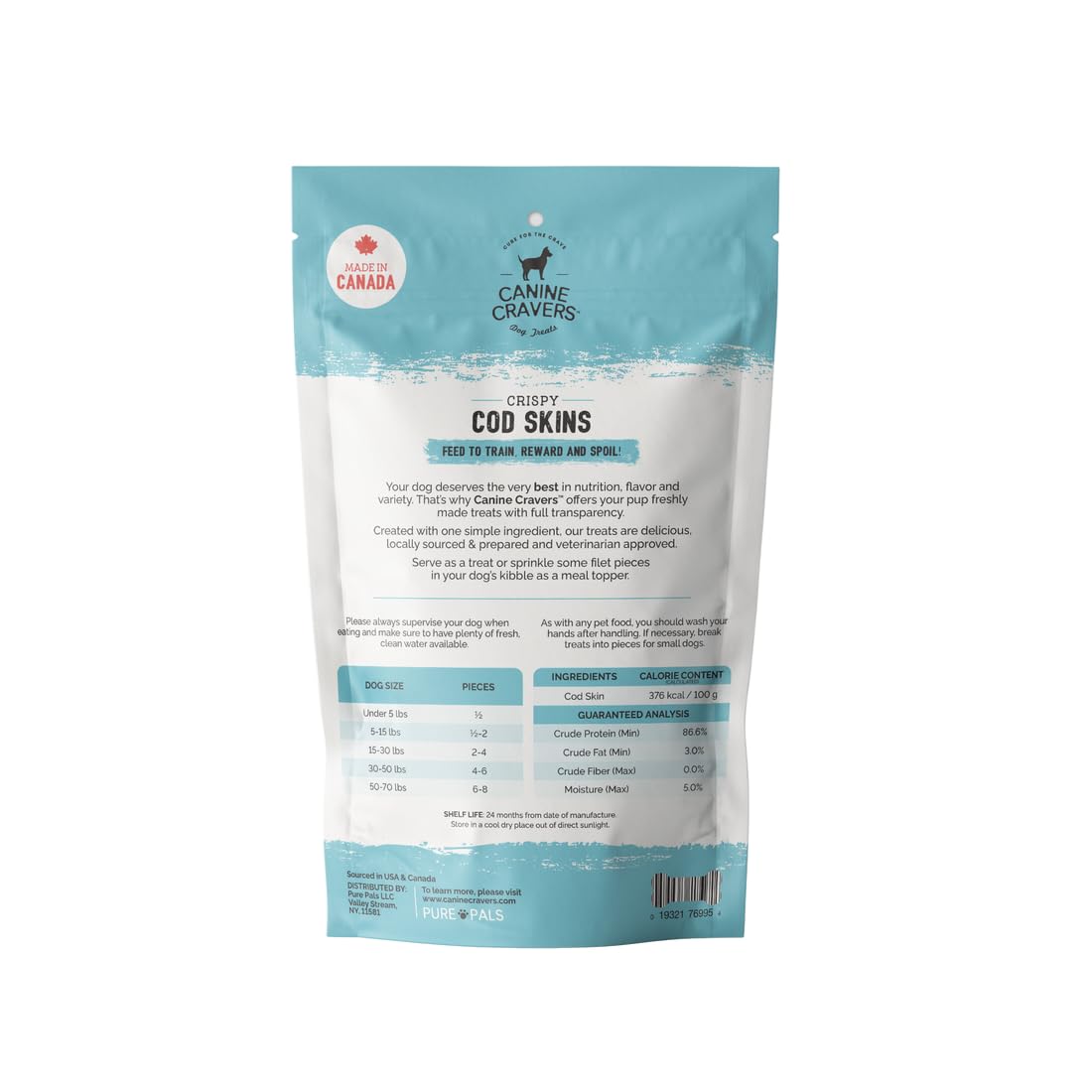 Premium Air-Dried Cod Skin Dog Treats - Single Ingredient, Grain-Free & Hypoallergenic - 100% Natural Human-Grade Protein Snacks for Dogs - Perfect for Training, Rewards & Dental Health (4oz/113g)