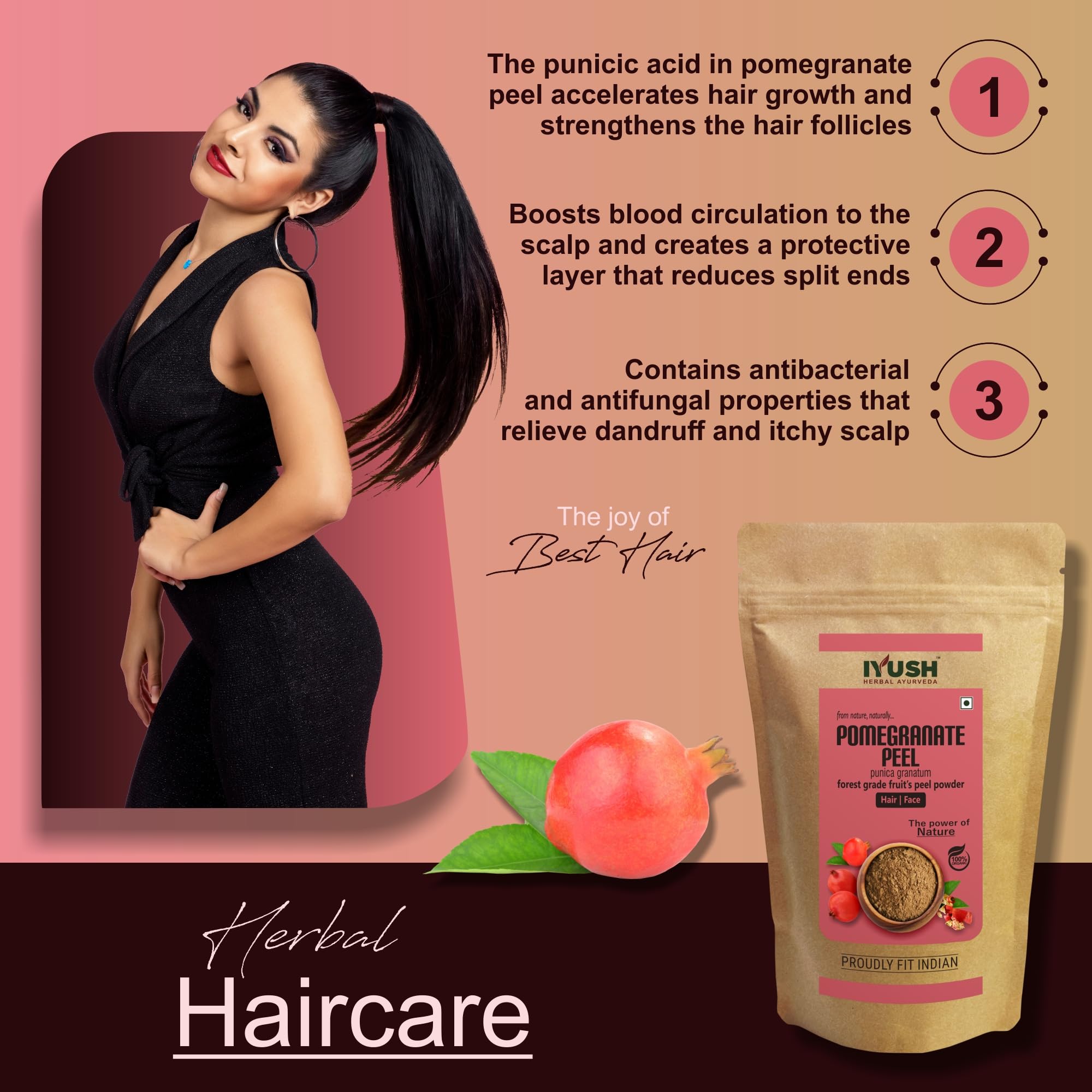 IYUSH Herbal Ayurveda Pomegranate Peel Powder – 900gm | Natural Pomegranate Powder for Skin Whitening, Detan & Glow | Anar Powder for Face Pack, Hair Care & Healthy Drinks | Organic Skin Brightening Treatment for Dry & Oily Skin | DIY Beauty & Wellness Solution