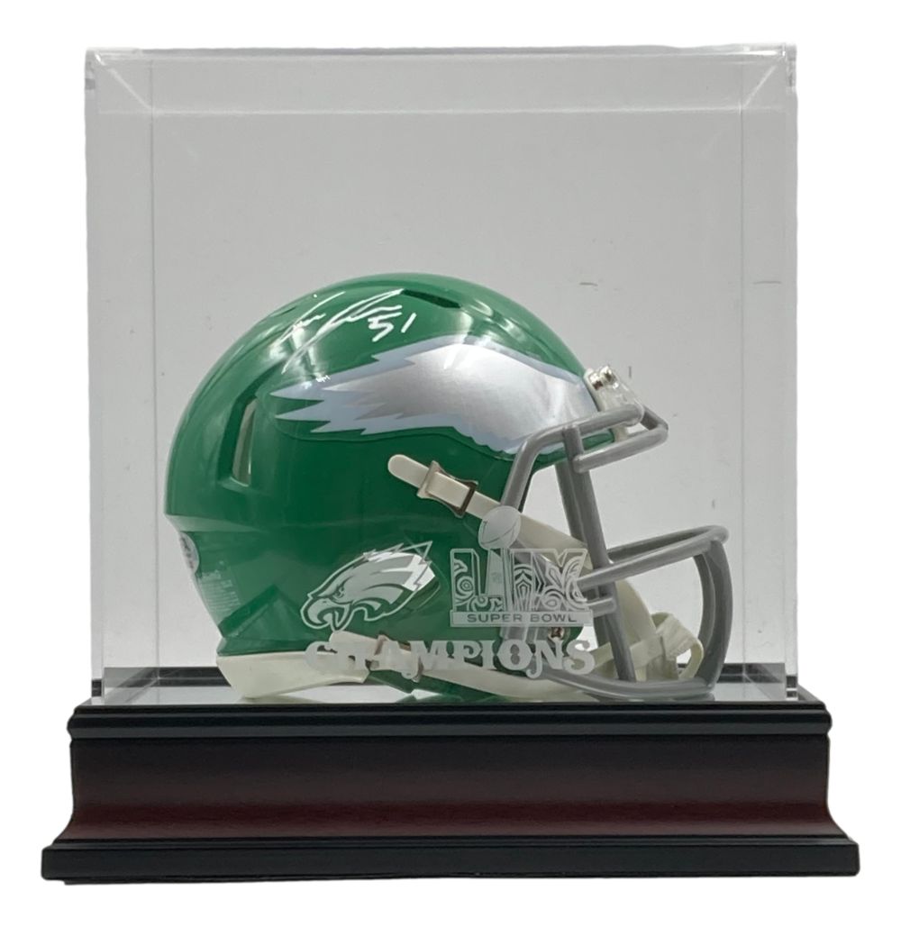 Cam Jurgens Signed Philadelphia Eagles Kelly Green Mini Helmet with PSA/DNA Authentication & Super Bowl LIX Case - Perfect for Collectors, Sports Memorabilia Displays, and Eagles Fan Gifts