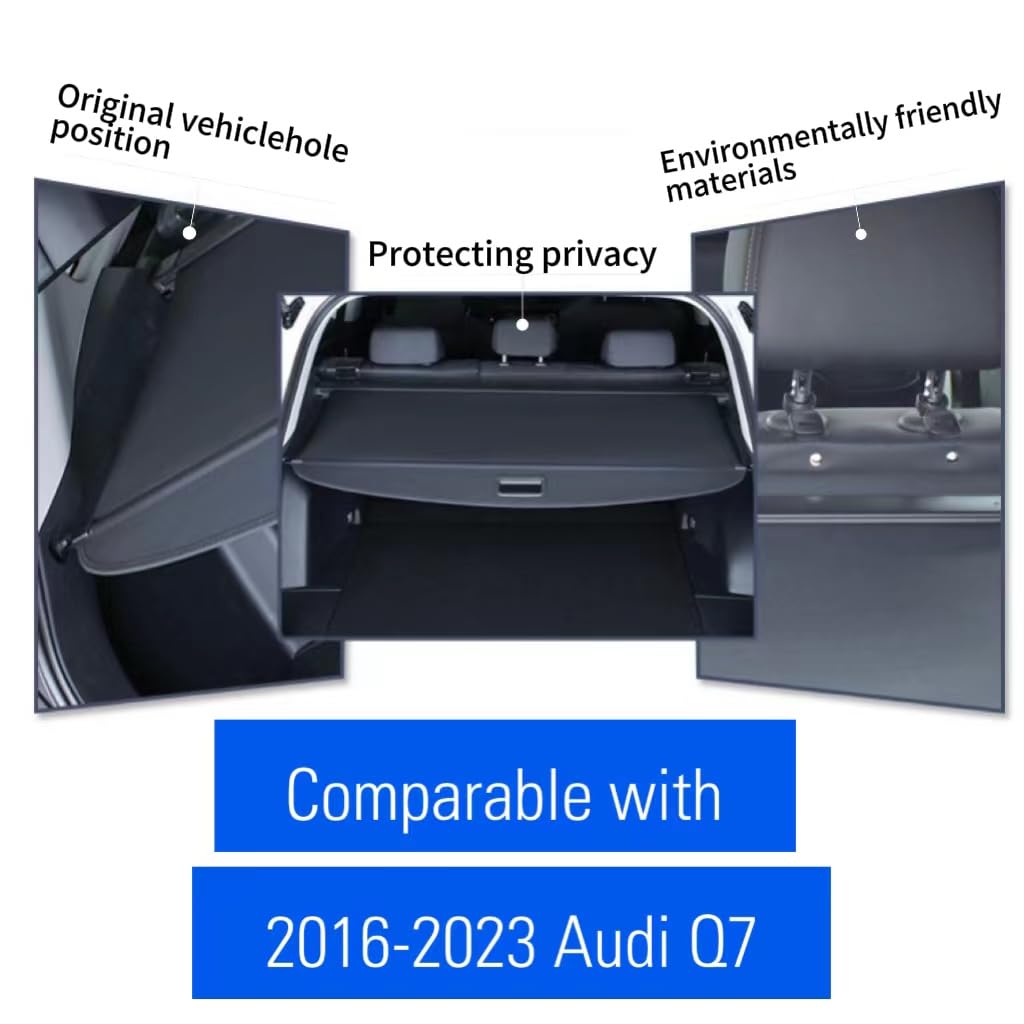 Retractable Trunk Cover for Audi Q7 2016-2023 - Cargo Security Shield & Shade Protector for Luggage Protection | Perfect for Road Trips, Grocery Hauling & Vehicle Security
