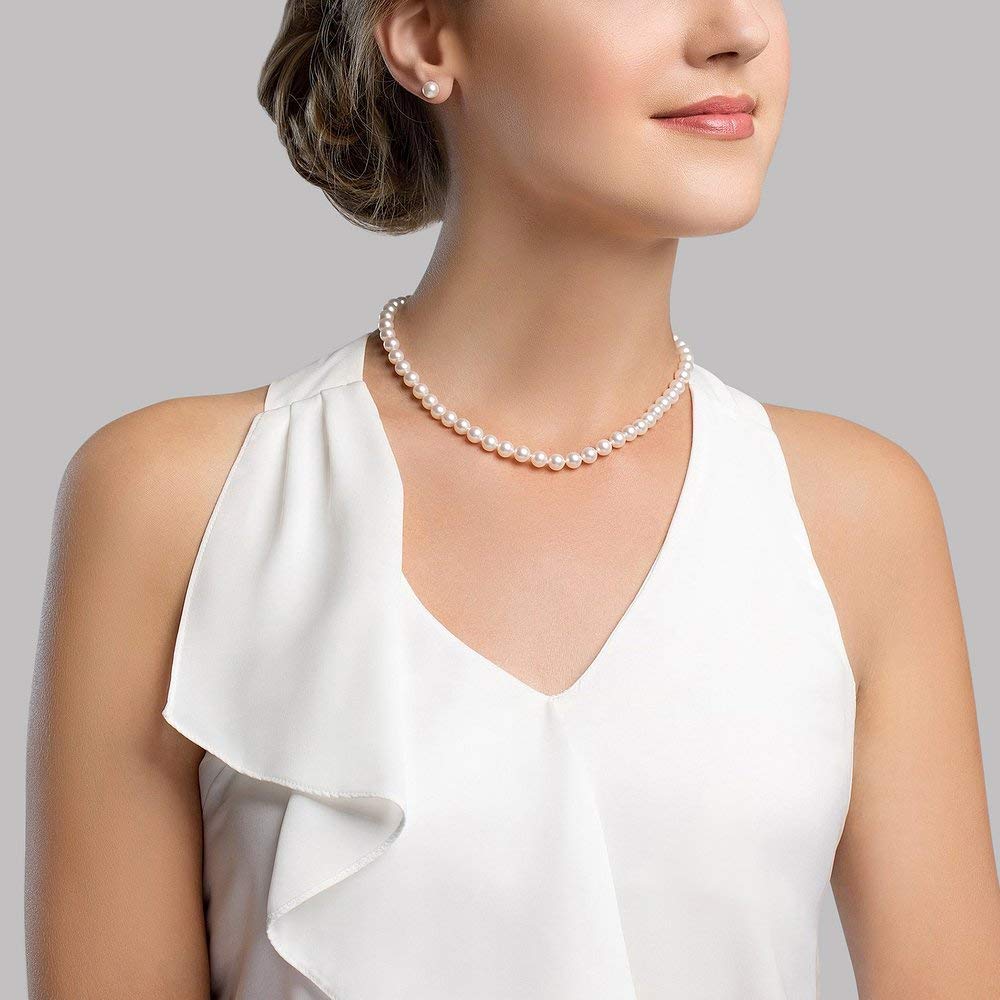 AAA Quality 14K Gold White Akoya Cultured Pearl Jewelry Set for Women - 18