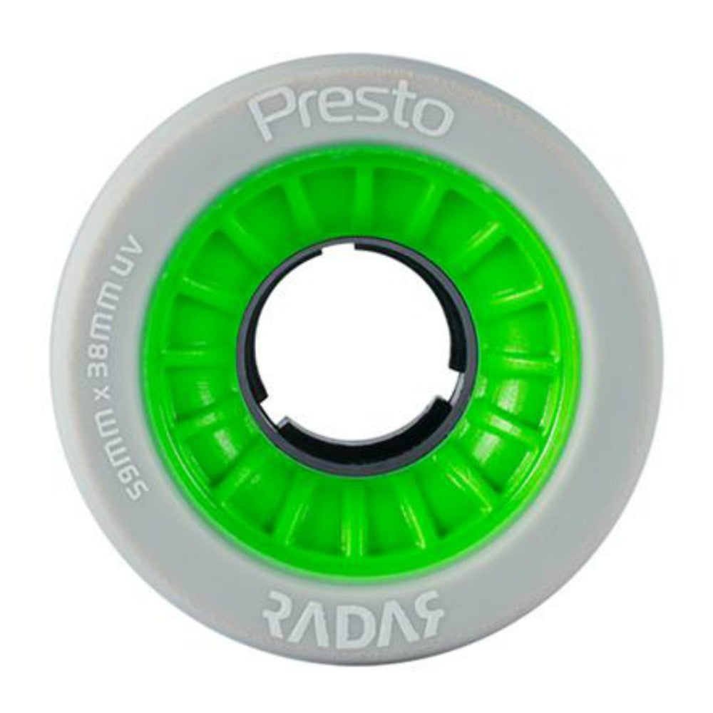 Radar Presto 59mm Quad Wheels - 4 Pack Set for Roller Skates, Skateboards & Scooters - High Performance Outdoor & Indoor Sports Wheels