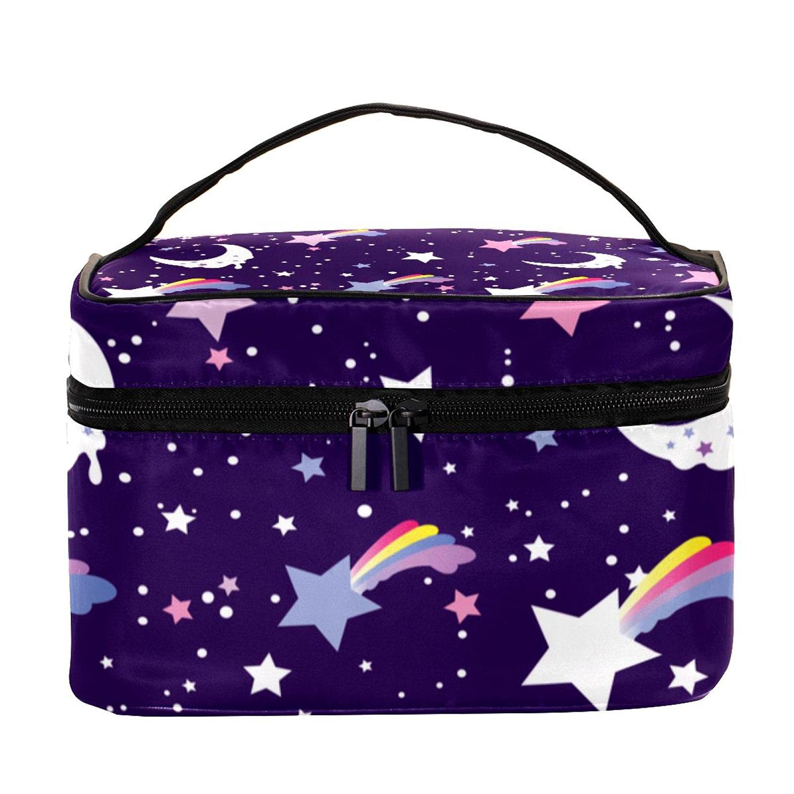 Rainbow Star Pattern Large Travel Makeup Bag for Women - Waterproof Cosmetic Organizer with Zipper, Toiletry Pouch for Girls | Perfect for Vacation, Gym, Business Trips & Daily Essentials Storage