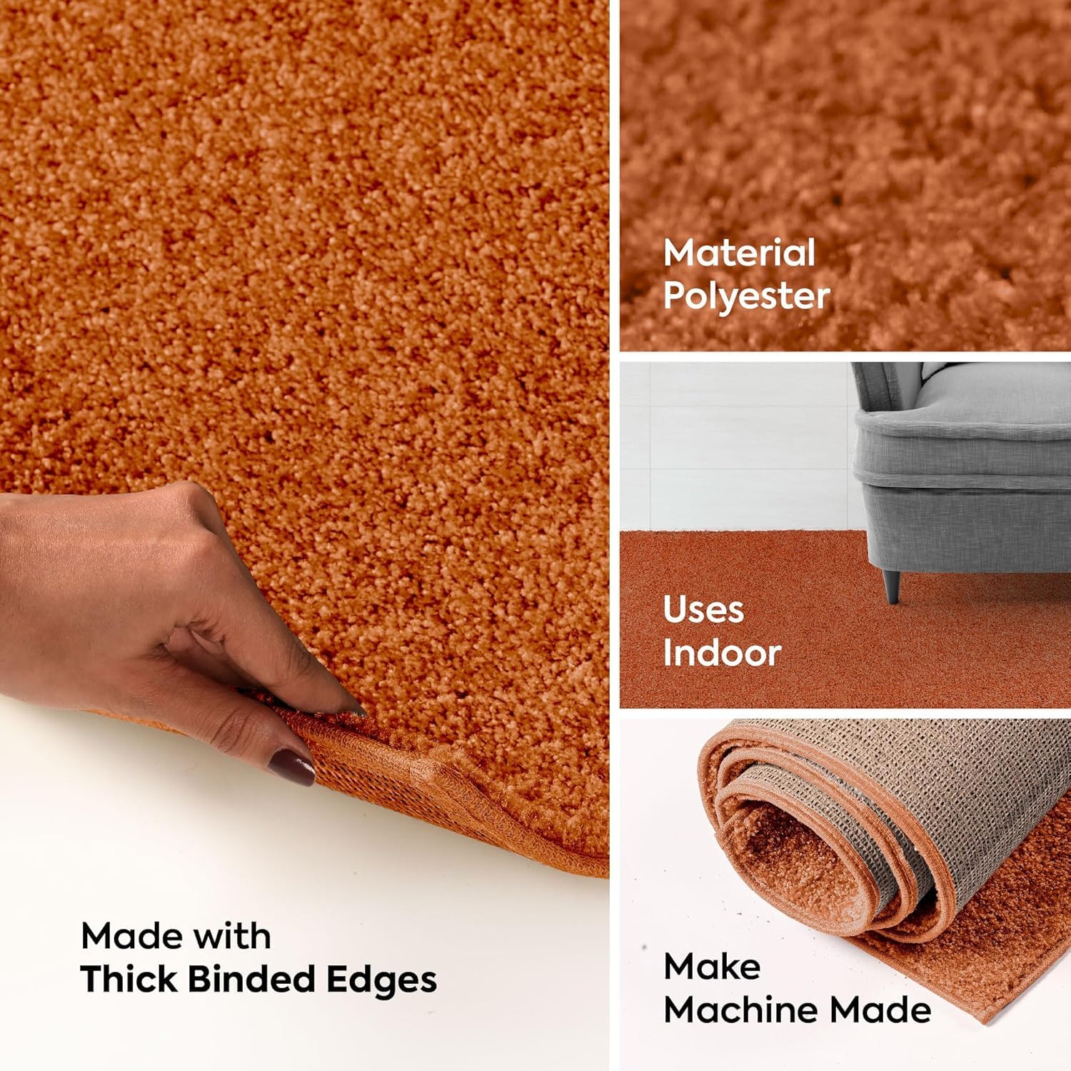 Ambiant Broadway Collection Pet Friendly Area Rugs - 2' x 8' Oval Indoor Stain Resistant Rug for Living Room, Bedroom, Dining Room | Orange Home Decor | Perfect for Entryway, Doorway, Kids & Pets | Wedding Gift Idea