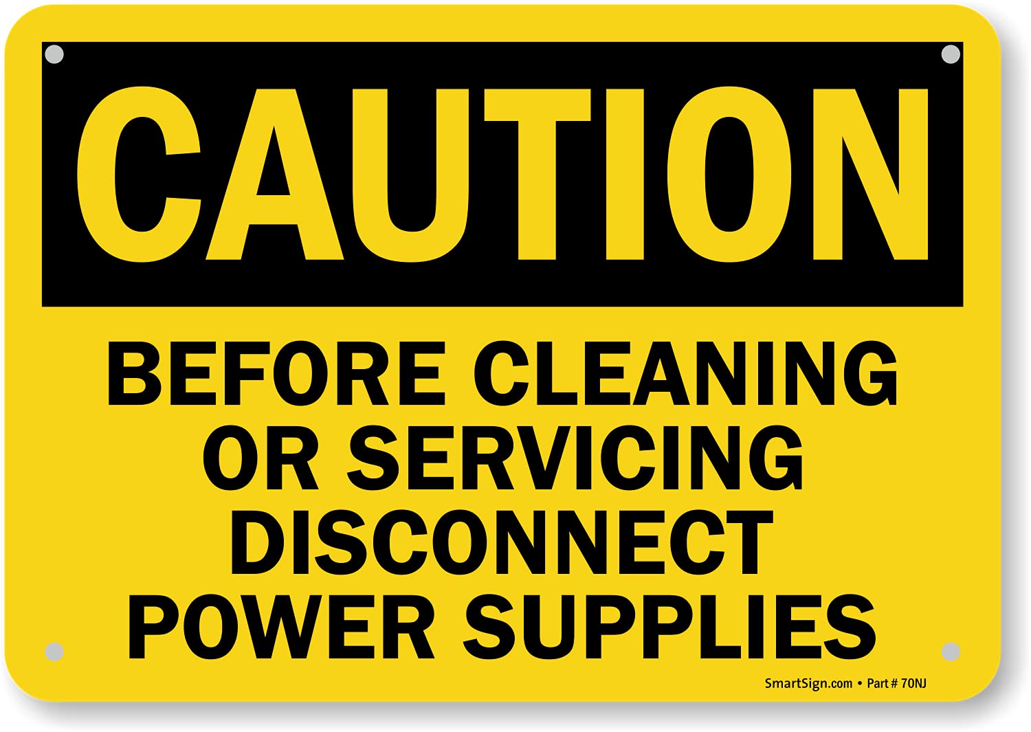 SmartSign 7x10 Inch OSHA Approved 'Caution - Disconnect Power Before Cleaning' Safety Sign | Durable 55 mil HDPE Plastic with Black/Yellow Digital Printing | Ideal for Industrial Equipment, Electrical Panels & Maintenance Areas
