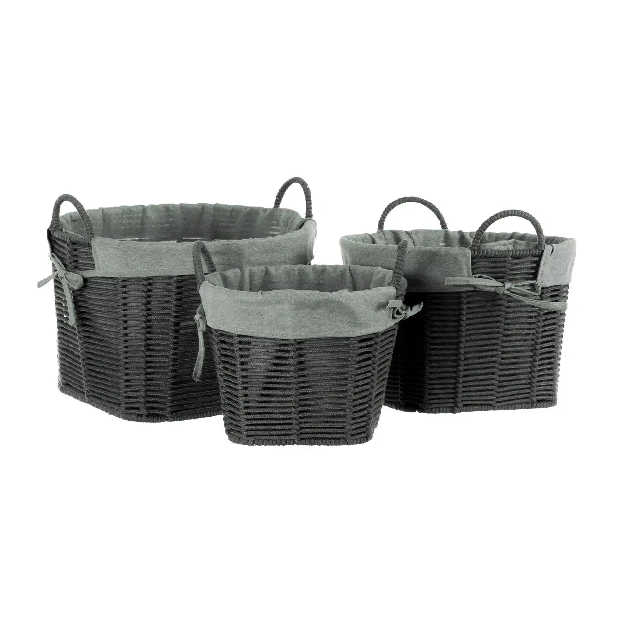 Lida Grey Storage Baskets - Woven Fabric Organizer Bins for Home, Office & Nursery - Perfect for Toys, Blankets & Clothes Storage