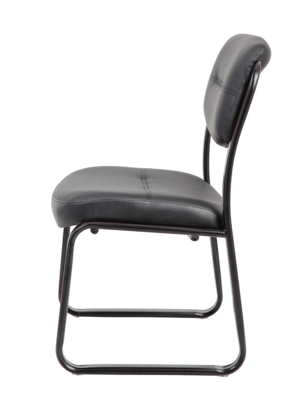 Boss B9539 Armless Leather Sled Base Side Chair - Modern Office & Dining Room Accent Chair for Home & Workspace