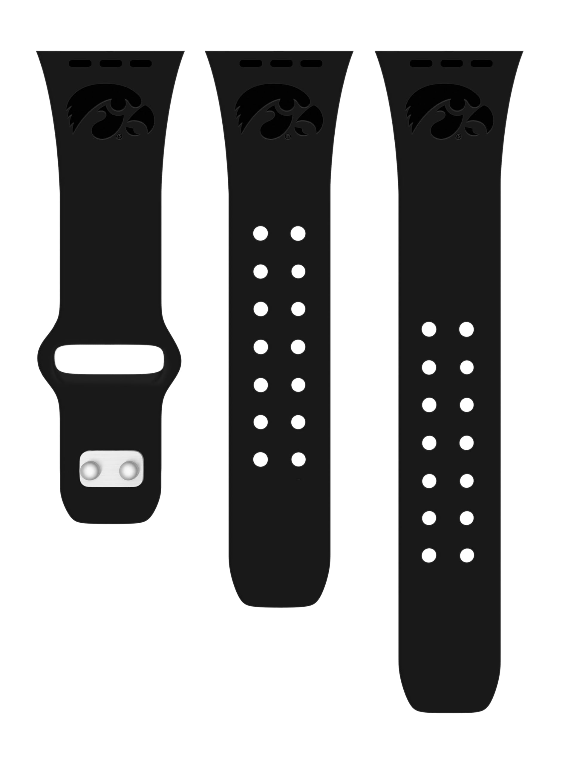 Iowa Hawkeyes Engraved Silicone Affinity Bands - Compatible with Apple Watch & AirPods Gen 3 - Perfect for Game Day, Workouts, and Everyday Wear