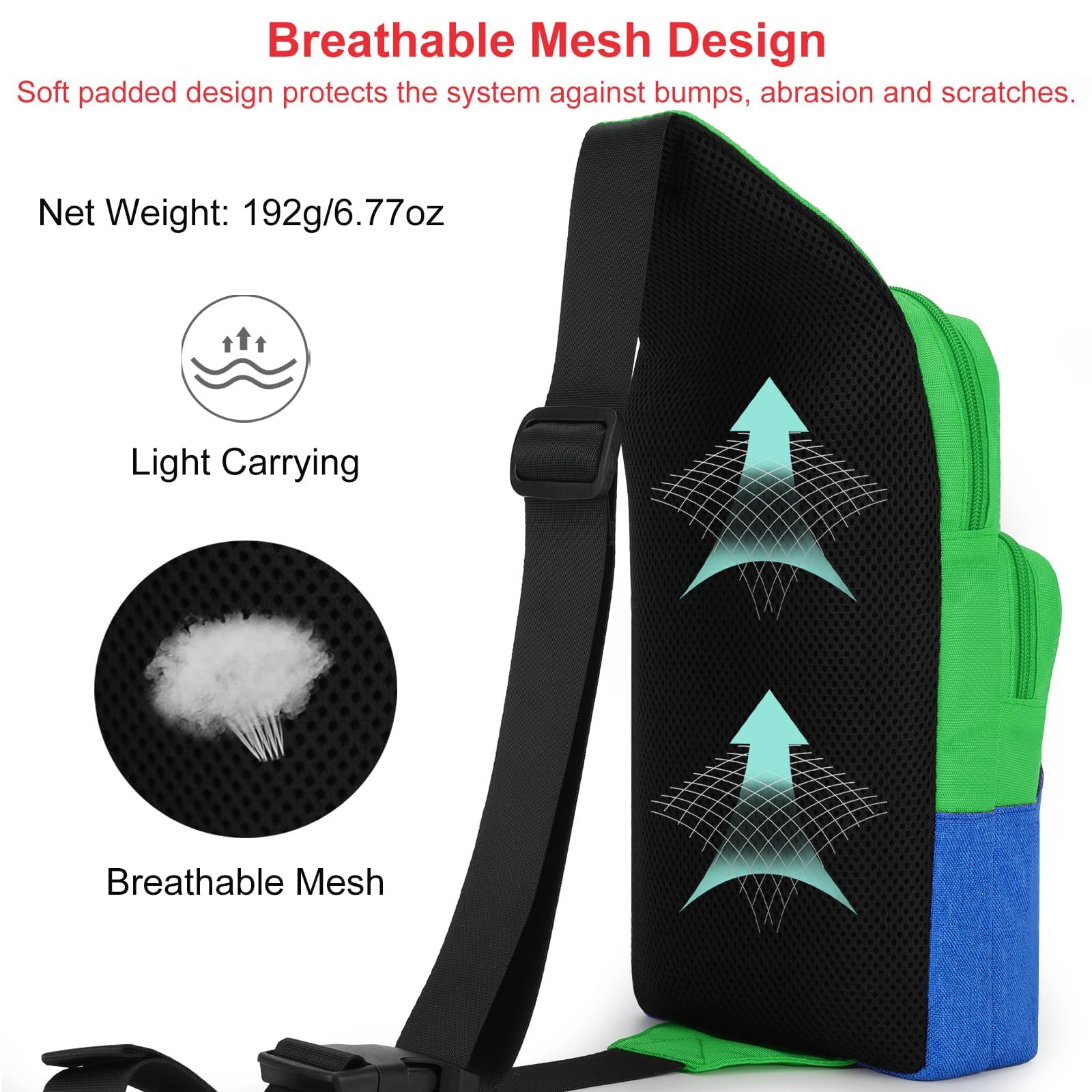 Nintendo Switch/Lite/OLED Travel Bag - Portable Sling Crossbody Shoulder Backpack for NS Console, Charging Dock, Joy-Cons & Accessories (Green & Blue) | Perfect for Gaming on the Go, Travel & Daily Commute