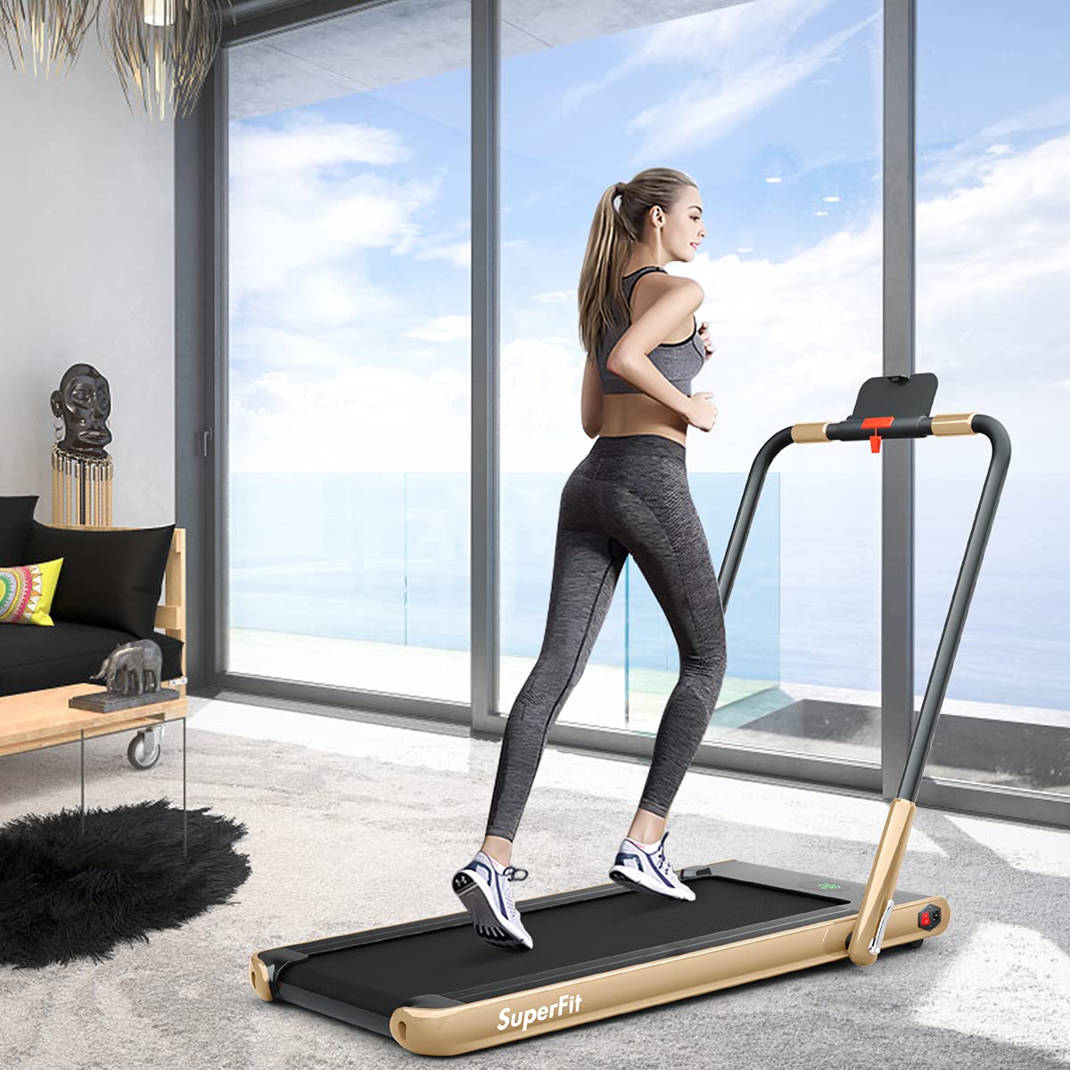 GYMAX Foldable Under Desk Treadmill with LED Display & Remote Control - Portable Walking Pad for Home Office, Standing Desk & Small Spaces - Smart App Enabled Compact Treadmill for Indoor Walking & Light Jogging