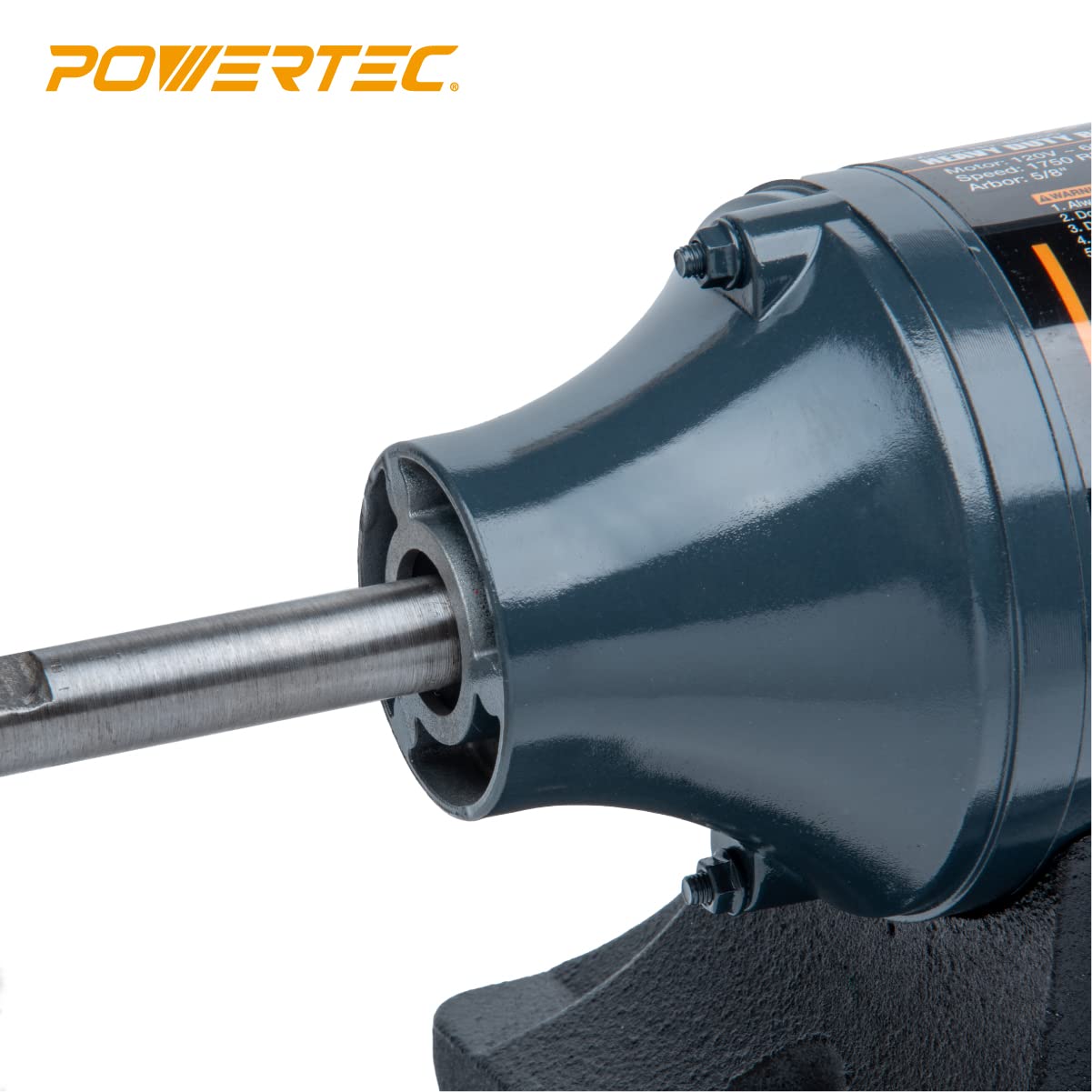 POWERTEC 8-Inch Bench Buffer Jewelry Polisher with 2PCs 80-Ply Buffing Wheels - Slow Speed Long Shaft Benchtop Machine for Polishing Metal, Jewelry, Knives, Wood, Jade & Plastic (BF800) | Perfect for Jewelry Making, Metal Restoration & Woodworking Projects
