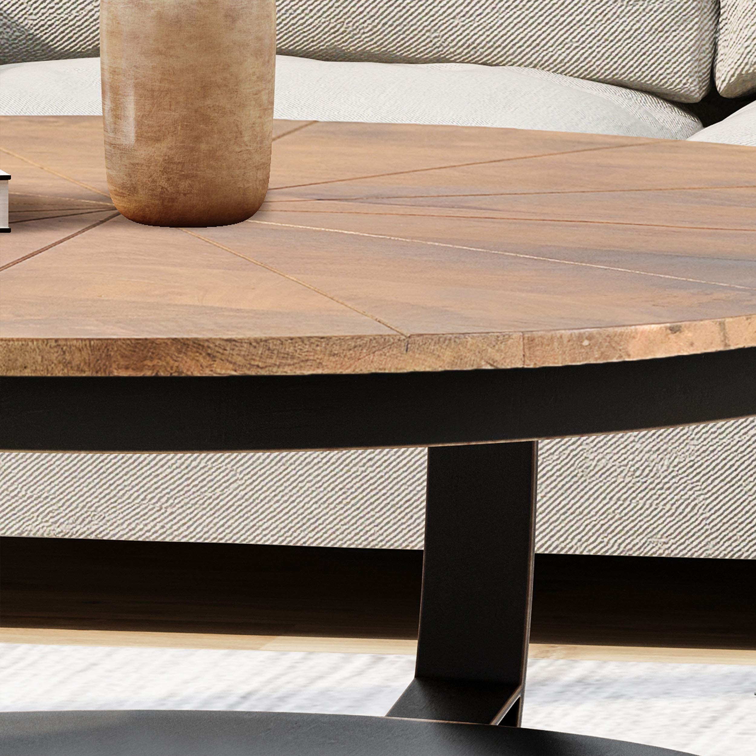 Christopher Knight Home Meroy Coffee Table - Natural & Black Finish - Modern Living Room Furniture for Small Spaces & Apartments