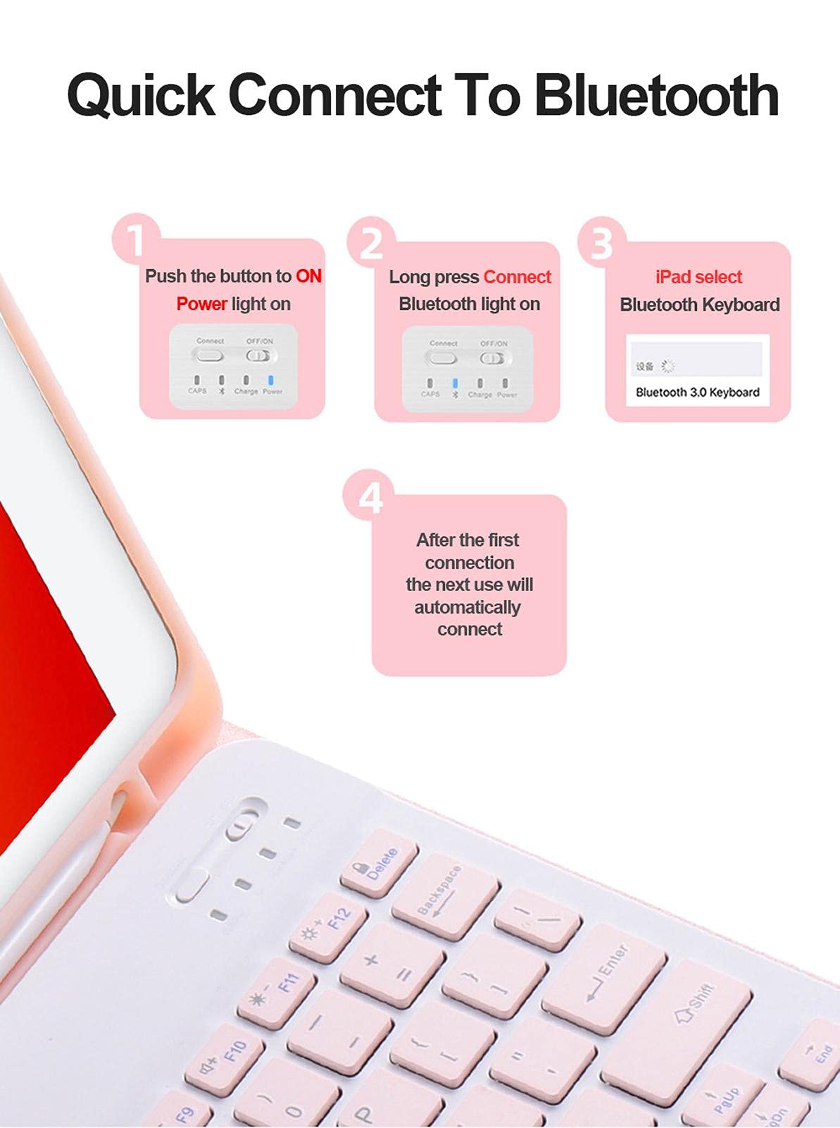 Bluetooth Keyboard Case for iPad Pro 9.7 - 7-Color Backlit with Pen Holder | Perfect for Work & Travel