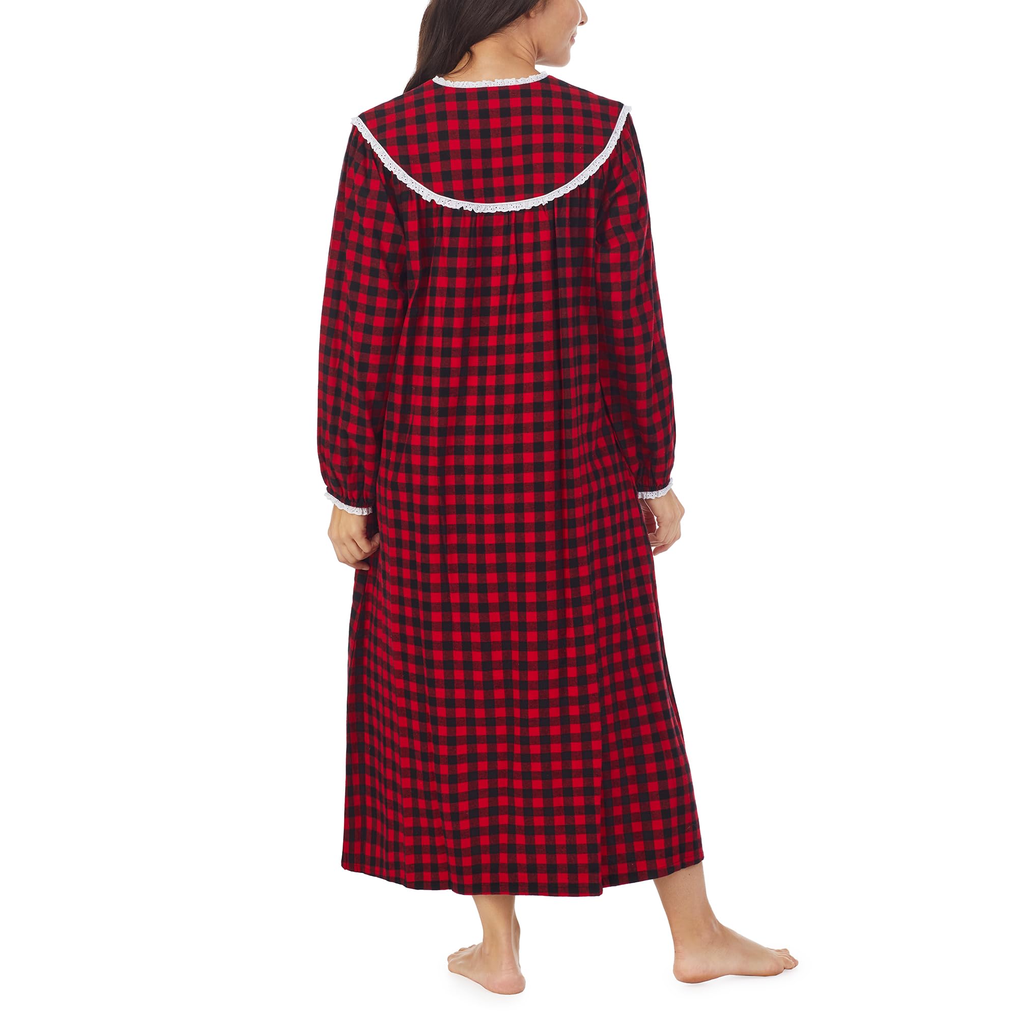 Women's Classic Long Sleeve Flannel Nightgown - Soft Open Neck Sleepwear for Winter | Cozy Loungewear & Bedtime Comfort