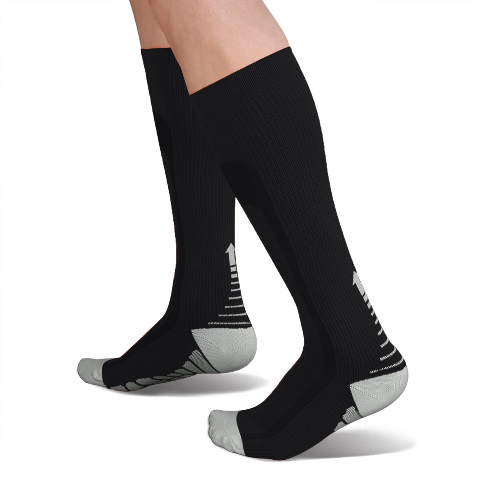 Unisex Compression Running Socks - Breathable Athletic Socks for Men & Women - Fashion Stripe Design for Cycling, Jogging & Outdoor Activities - Mid Calf Sports Socks for Workout & Daily Wear