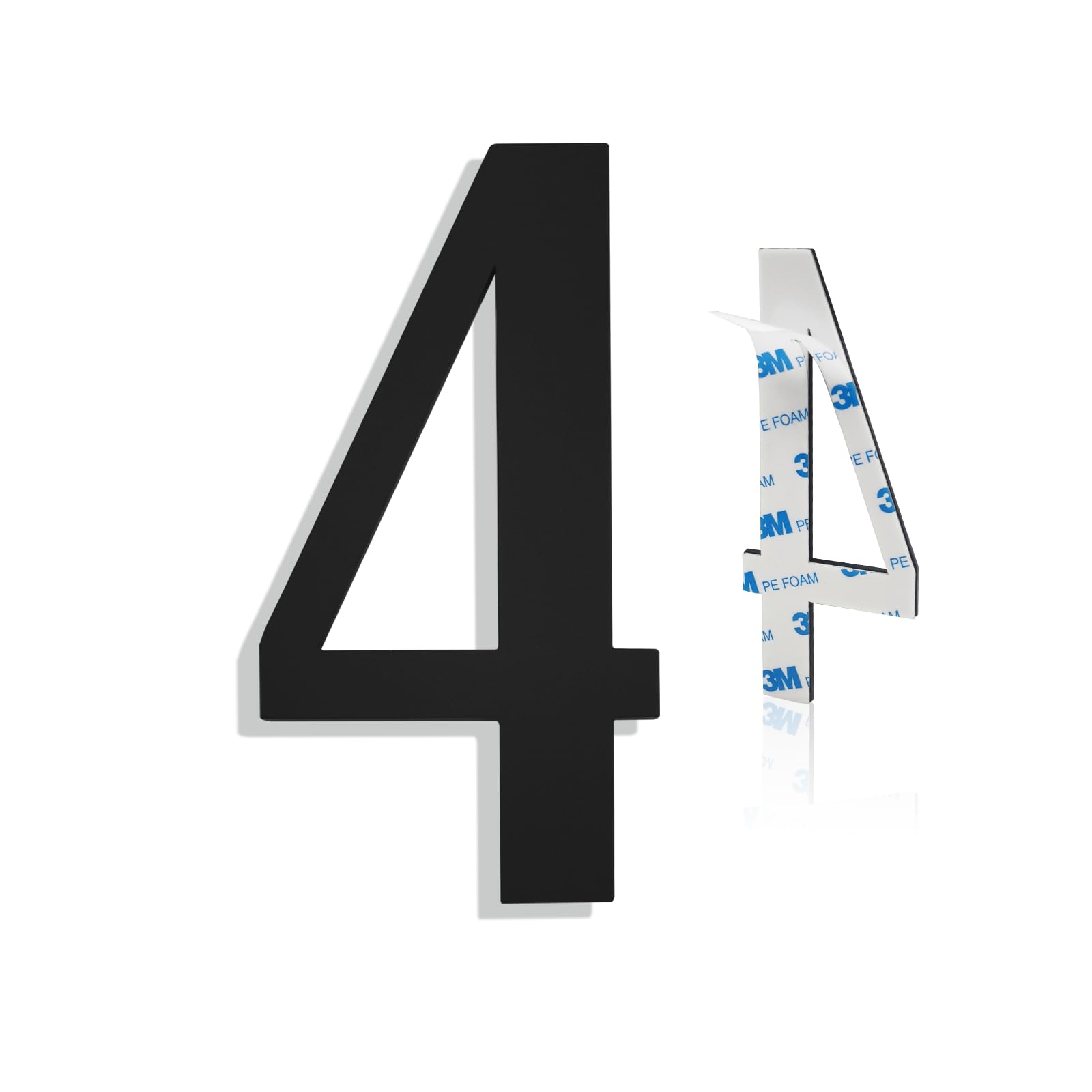 Modern Self-Adhesive 6 Inch Large Metal House Numbers for Outdoor - Durable Address Plaques for Mailbox, Front Door & Exterior - Perfect for Home, Office & Apartment Identification (Number 4)