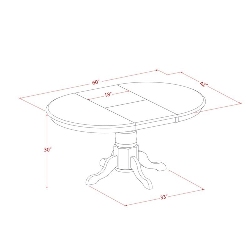 East West Furniture KENO5-BCH-W 5-Piece Black & Cherry Dining Set with 42x60 Inch Oval Table & 4 Chairs - Perfect for Small Kitchens, Breakfast Nooks & Compact Dining Spaces