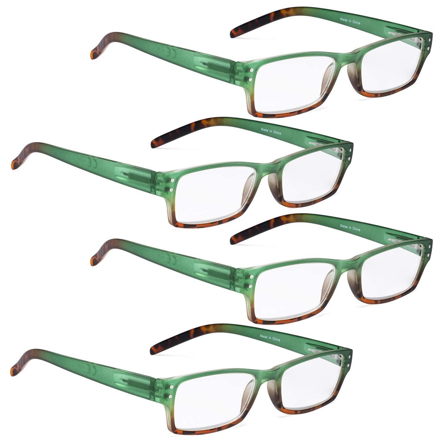 4-Pack Reading Glasses for Women & Men - Includes Sunshine Readers - Lightweight & Stylish for Reading, Computer Work & Outdoor Use