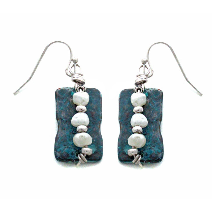 Bohemian Rectangle Earrings with Patina Finish - Vintage Boho Style Jewelry for Women, Perfect for Festivals, Parties, and Everyday Wear