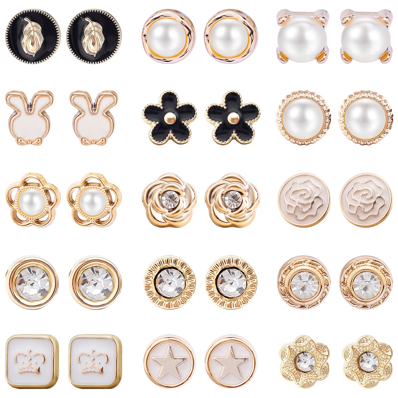 NEWITIN 15/30 Pairs Magnetic Clip-On Earrings for Women – Cubic Zirconia & Pearl Stud Earrings – Non-Piercing Fashion Jewelry for Women & Girls – Perfect for Parties, Weddings & Everyday Wear