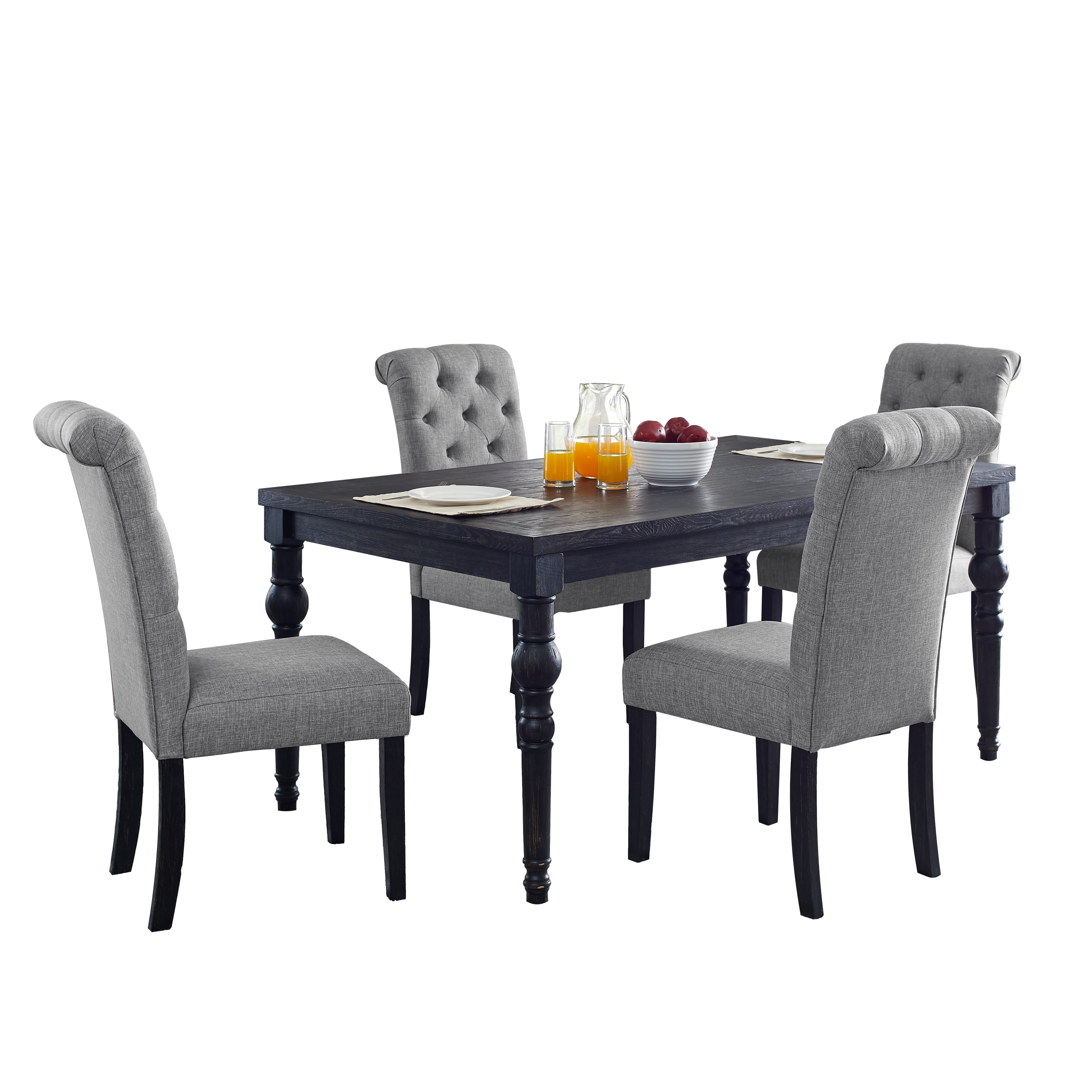 Roundhill Furniture Leviton Urban Style Dining Set - 5-Piece Gray Table and 4 Chairs for Small Spaces | Modern Kitchen & Apartment Dining Room Furniture