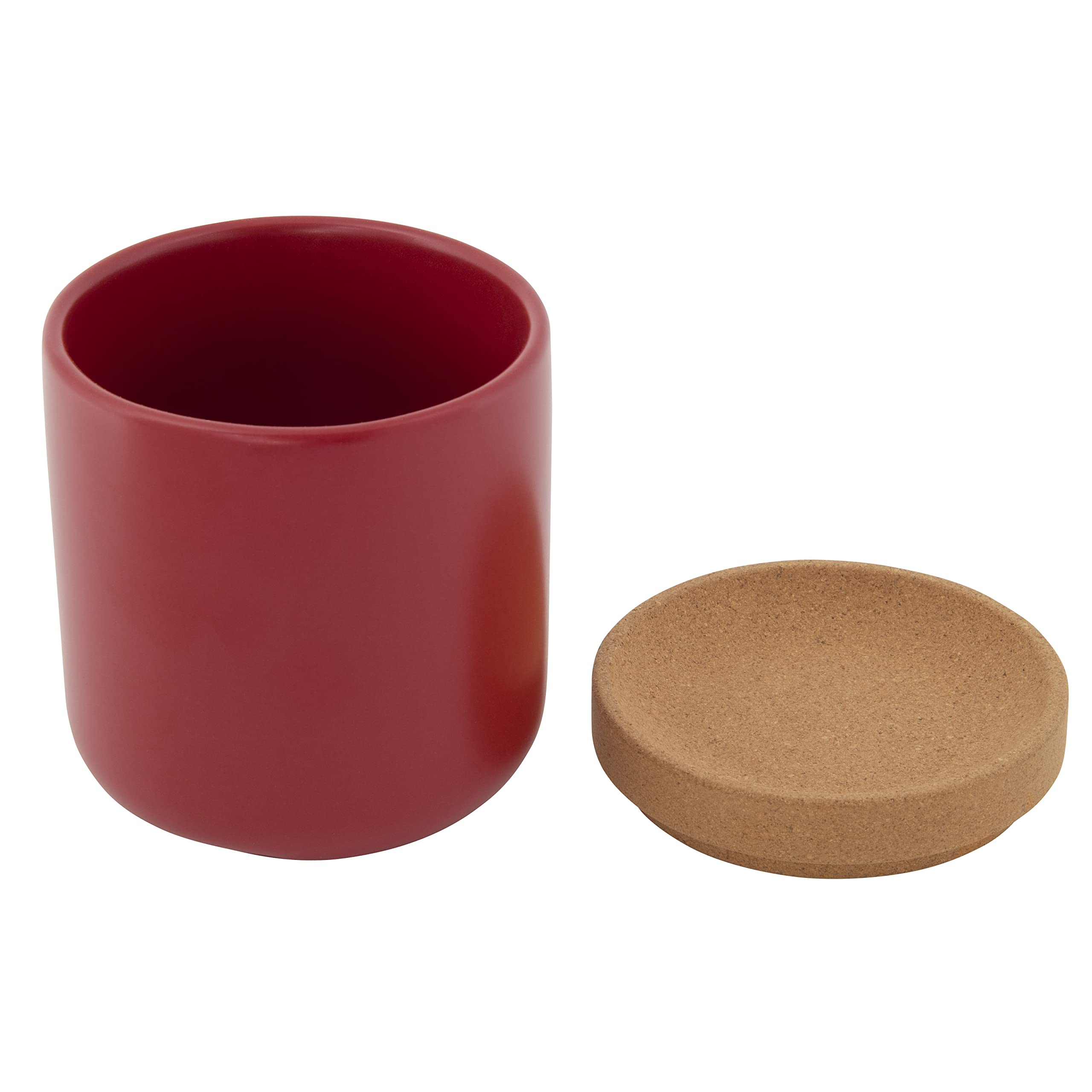 Ceramic & Cork Breathable Garlic Keeper - Stackable Space-Saving Design with Natural Cork Lid & Red Ceramic for Fresh Garlic Storage - Perfect for Kitchen, Pantry, and Countertop Organization