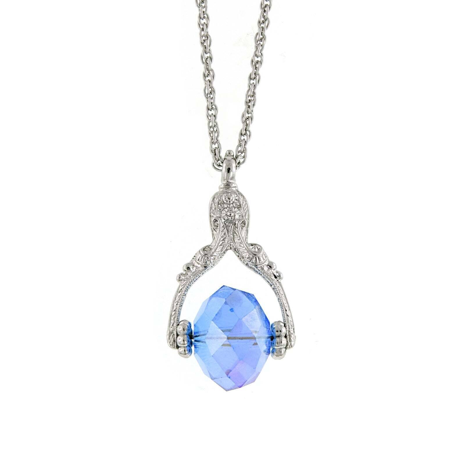 1928 Jewelry AB Crystal Spinner Pendant Necklace - 30mm Sparkling Statement Jewelry for Women, Perfect for Parties, Weddings & Everyday Elegance