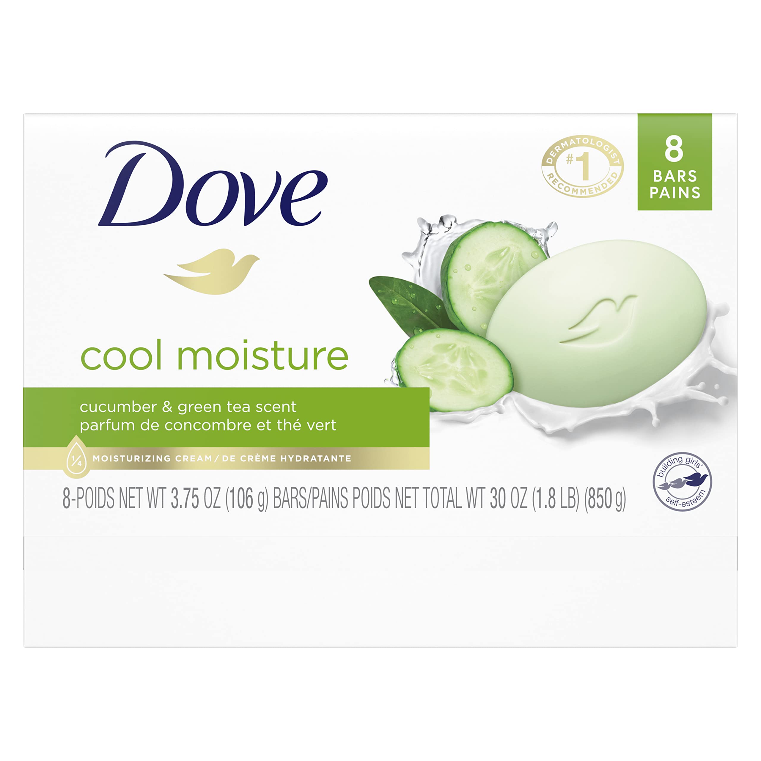 Dove Cucumber Green Tea Beauty Bar - Moisturizing Skin Care for Soft Skin - 24 Bars (3.75 oz) - Perfect for Daily Face & Body Cleansing