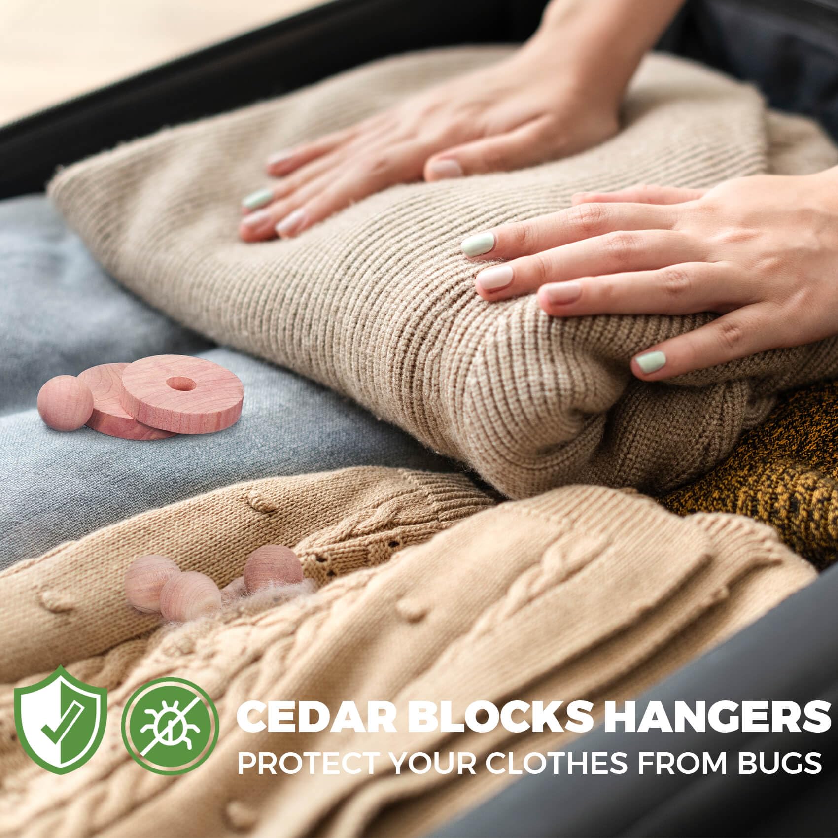 50 Pack Natural Cedar Balls & Rings for Clothes Protection - Moth Repellent for Closet, Drawers & Storage (30 Cedar Rings + 20 Cedar Balls) - Fresh Scent Cedarwood Blocks for Wardrobe, Dresser & Seasonal Clothing Storage