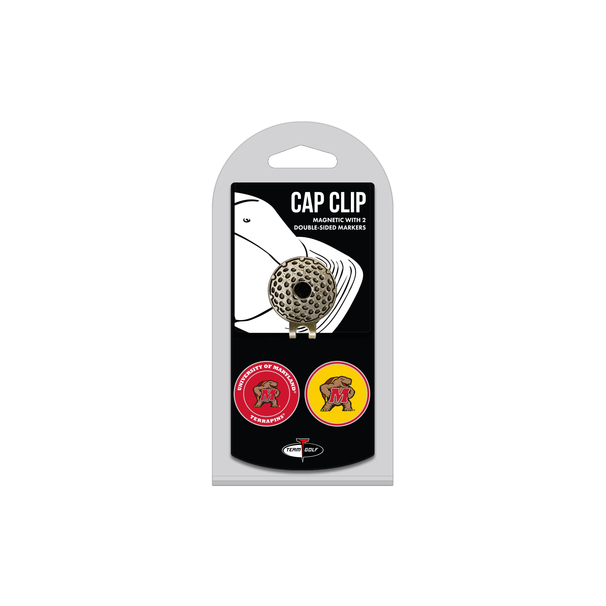 Team Golf NCAA Golf Cap Clip with 2 Removable Double-Sided Enamel Magnetic Ball Markers - Easy Hat Attachment for Golfers | Perfect for Golf Courses, Training & Tournaments