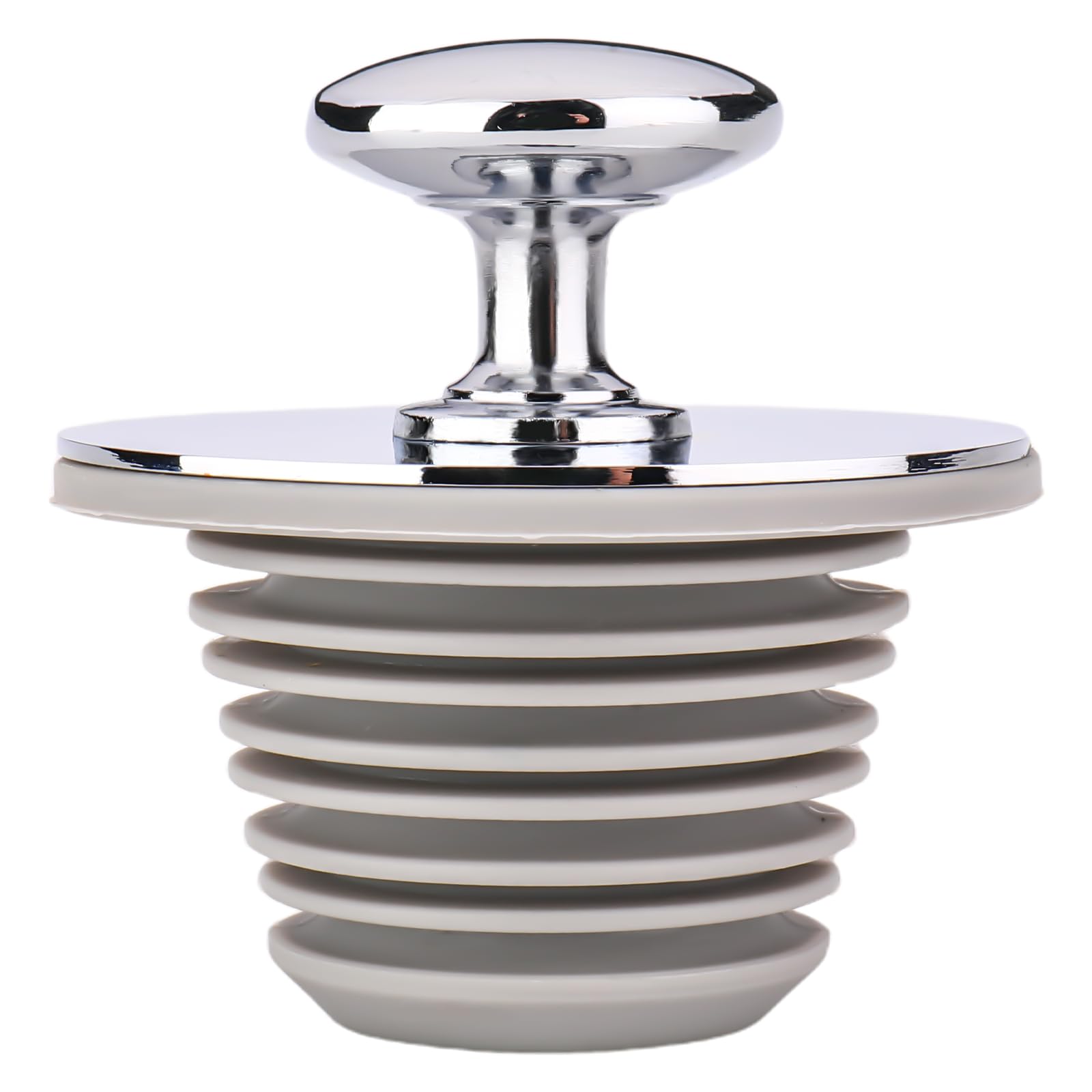 Universal Bathtub Drain Stopper - Rubber Replacement Plug for Bathtubs & Bathroom Sinks (Chrome, YGS8901) - Leak-Proof Bath & Sink Drain Cover for Home, Hotel, Spa Use