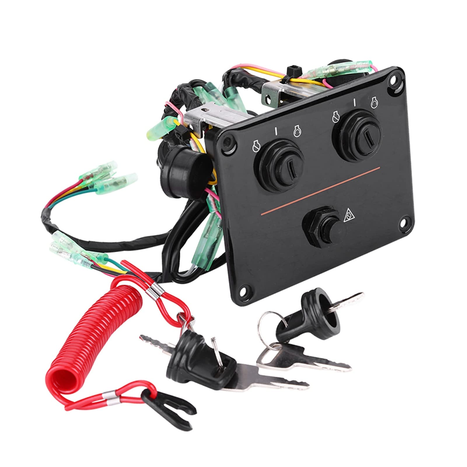 Universal Dual Engine Key Switch Panel Assembly for Outboard Motors 6K1825700800 - Marine Boat & Yacht Ignition Control Switch Replacement Part - Perfect for Fishing Boats, Speedboats and Luxury Yachts