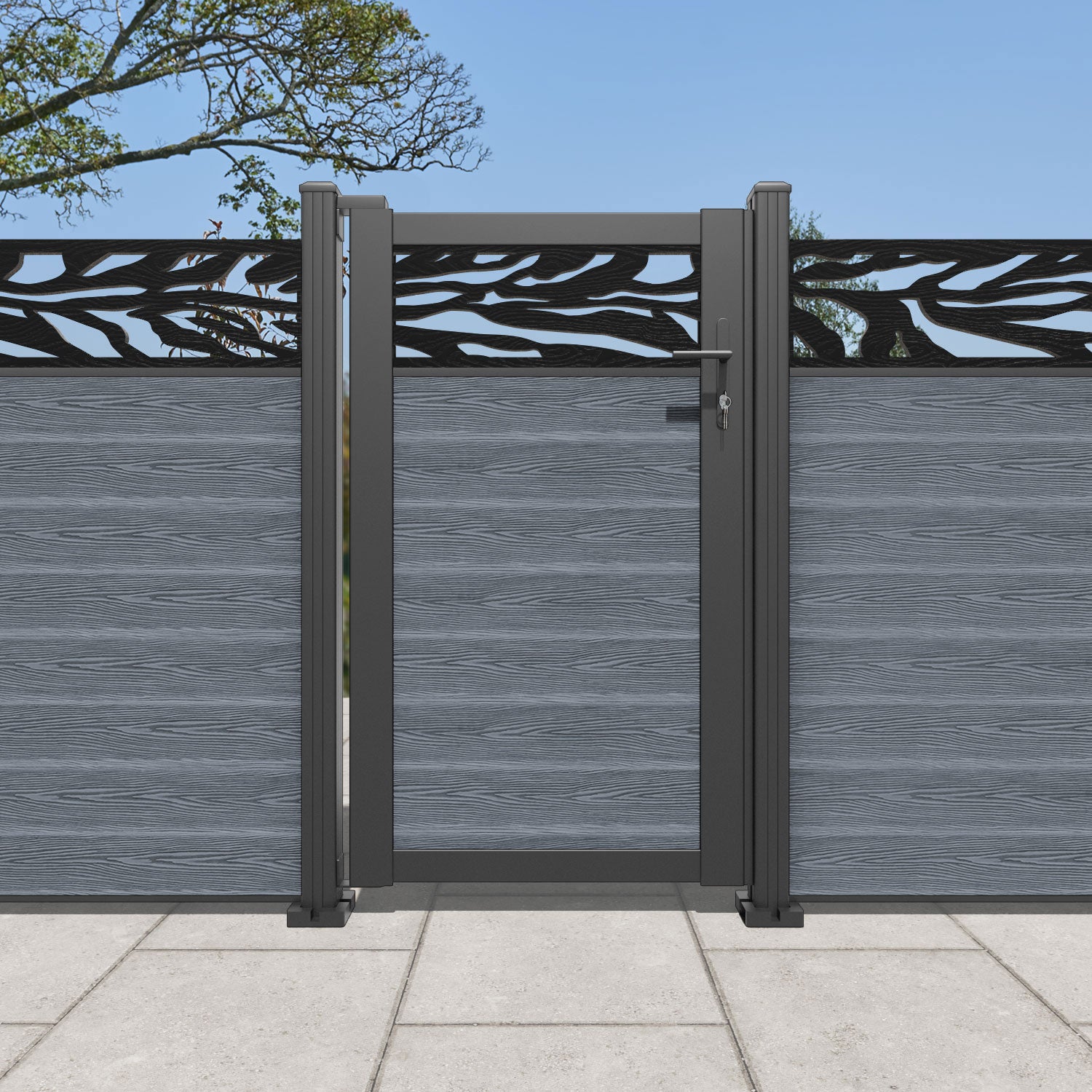 Classic Malawi Pedestrian Gate - Anthracite Black Steel Walkway Entrance - Perfect for Home, Garden, and Commercial Security
