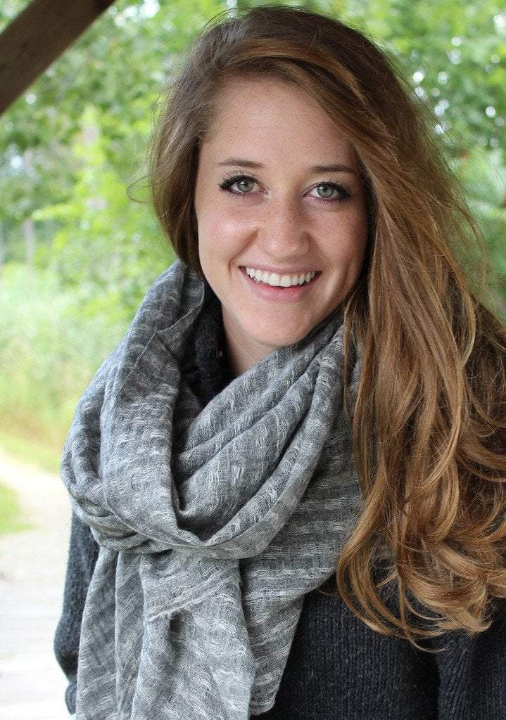 Luxury 100% Cashmere Scarf for Women & Men - Soft Textured Grey Winter Wrap - Perfect for Cold Weather, Office & Travel Accessories