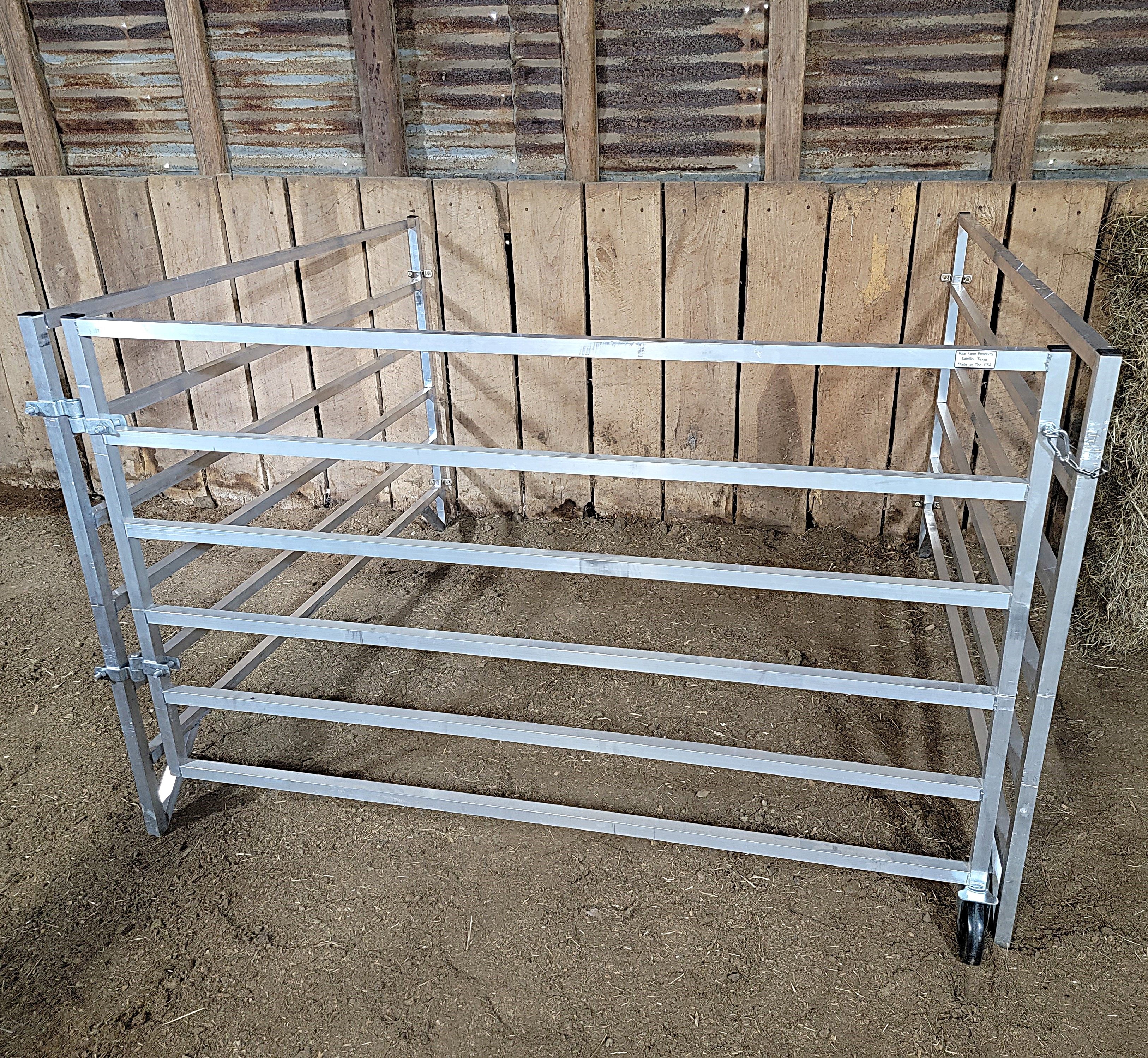 5x5 Ft Aluminum Wall Mounted Stall Kit with 6 Rails - Includes 2 Panels & 1 Gate for Horse Stalls, Barns & Livestock Enclosures
