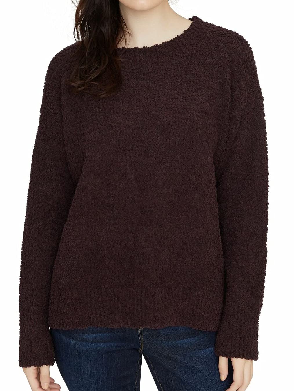 Sanctuary Women's Textured Teddy Crewneck Sweater - Soft Red Knit Pullover for Fall & Winter | Cozy Casual Outfit, Layering Essential, Office Wear