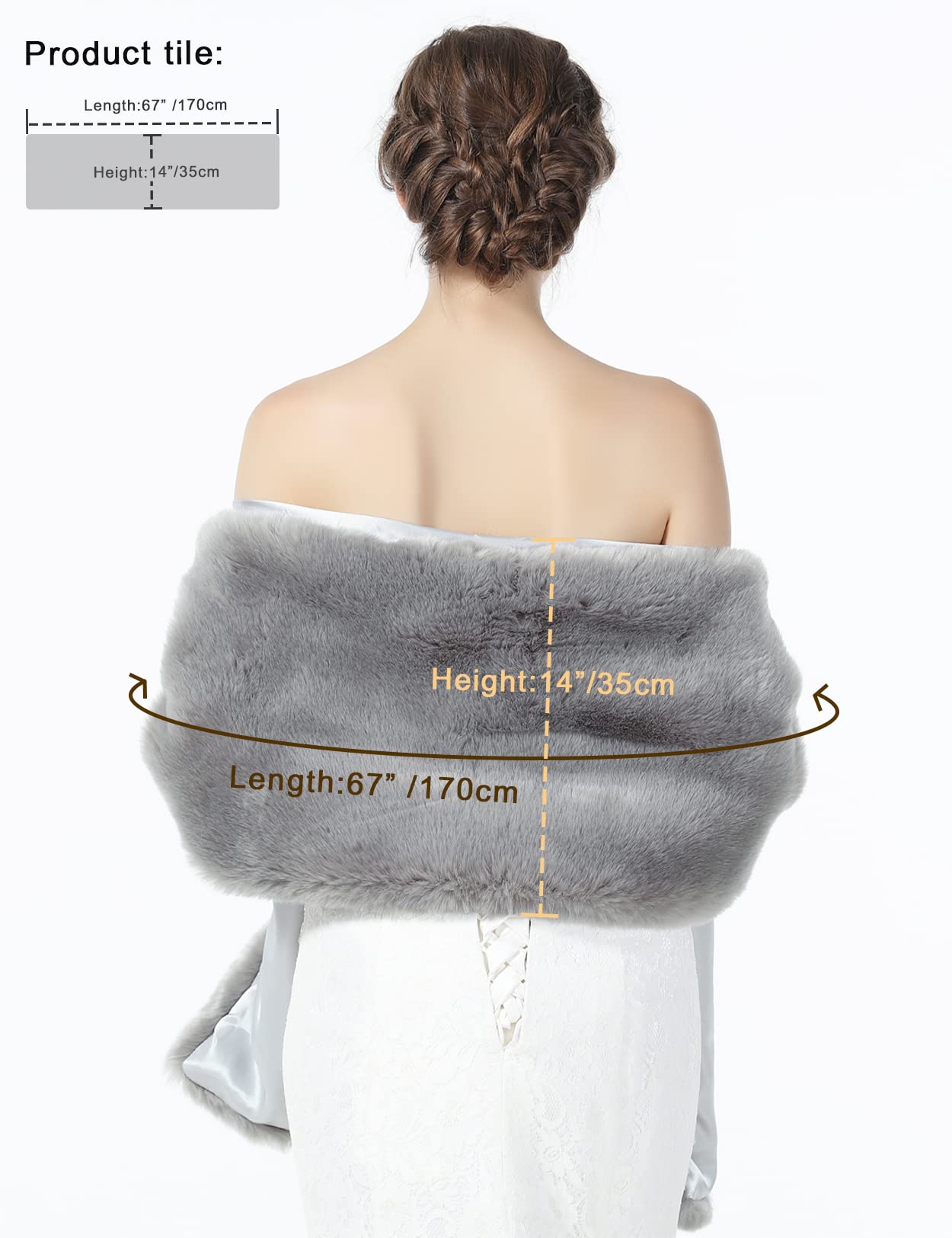 Luxury Faux Fur Shawl Wrap for Women - Elegant Wedding Bridal Stole, Winter Cover Up & Bridesmaid Cape - Perfect for Weddings, Parties, and Cold Weather Fashion
