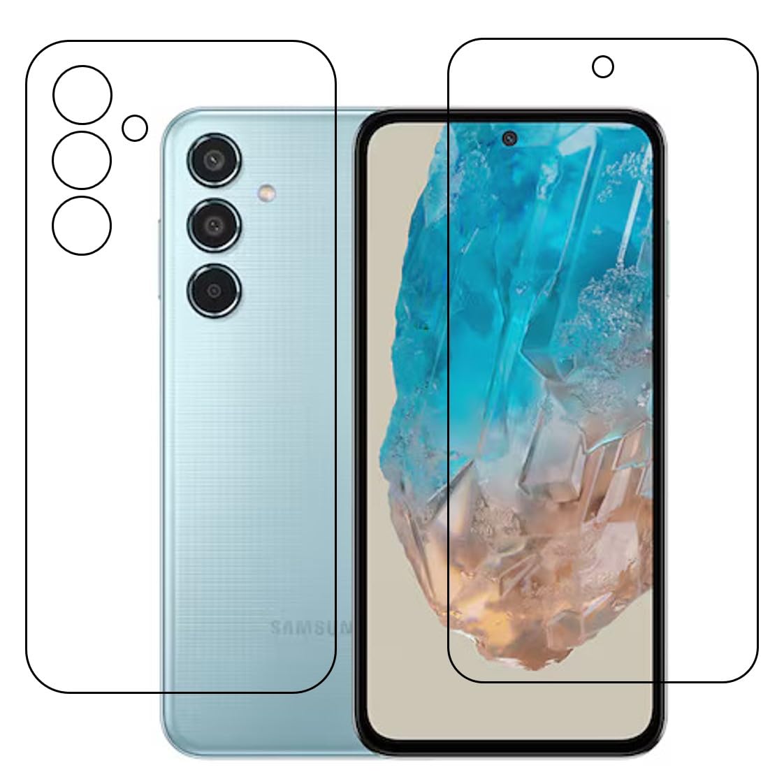 DVTECH® Samsung Galaxy M35 Screen Protector - 9H Hardness, Anti-Scratch, Full Coverage Front & Back Protection - Perfect for Daily Use, Travel, and Outdoor Activities