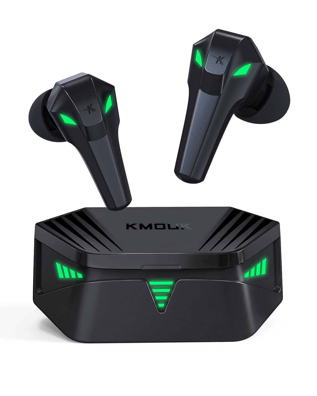 KMOUK Wireless Gaming Earbuds - 48ms Ultra Low Latency Bluetooth Earbuds with Mic, Stereo Sound & Deep Bass, 20H Playtime, Touch Control, USB-C Charging for PC/Mobile Gaming, Music & Work Calls (Perfect for FPS Games, Online Meetings & Gym Workouts)
