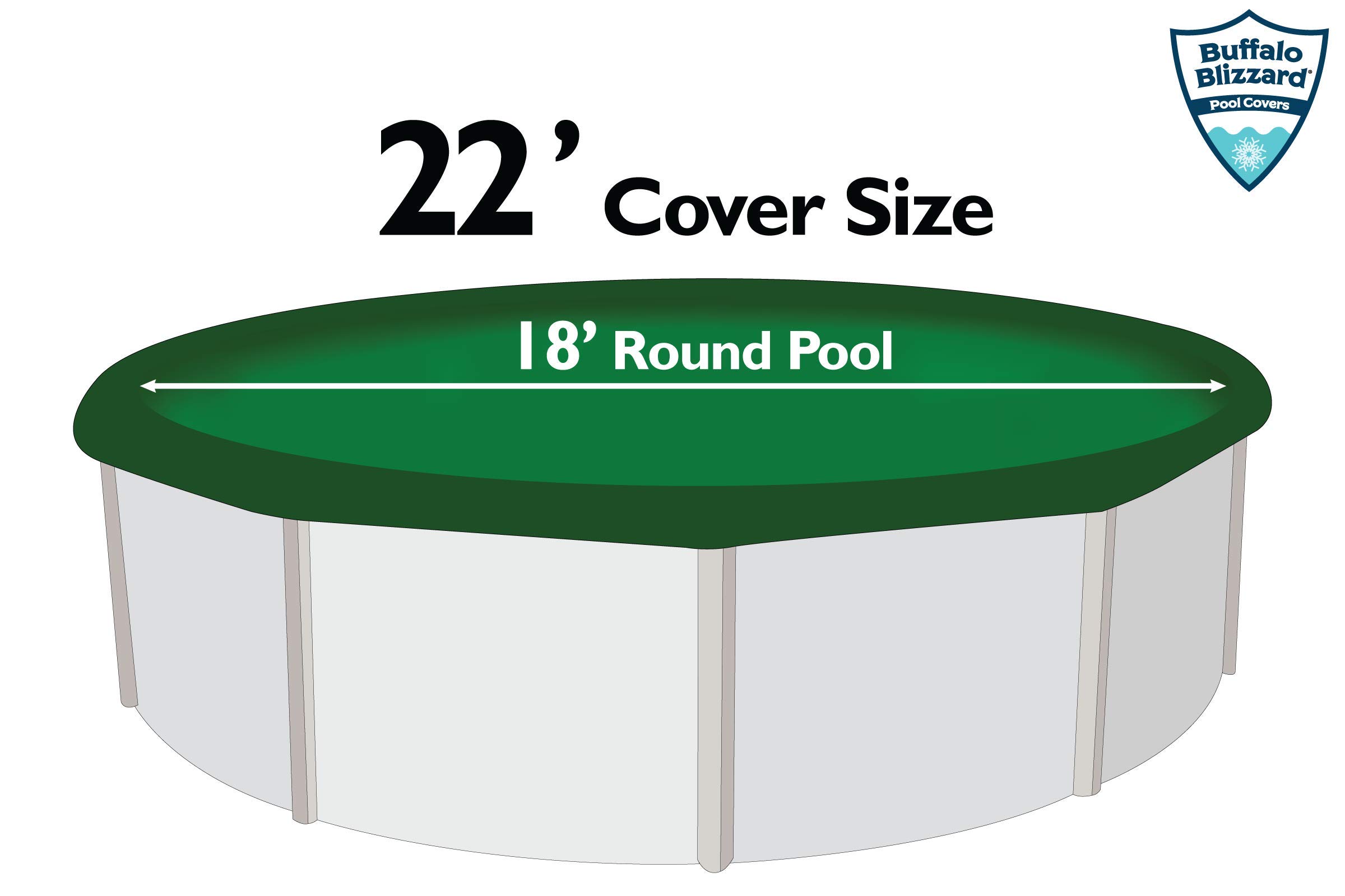 Buffalo Blizzard Ripstopper Heavy-Duty Winter Pool Cover for 18-Foot Round Above Ground Pools | 4-Foot Overlap for Secure Fit | Includes Air Pillow | Protects Your Pool from Snow, Ice & Debris During Winter Season