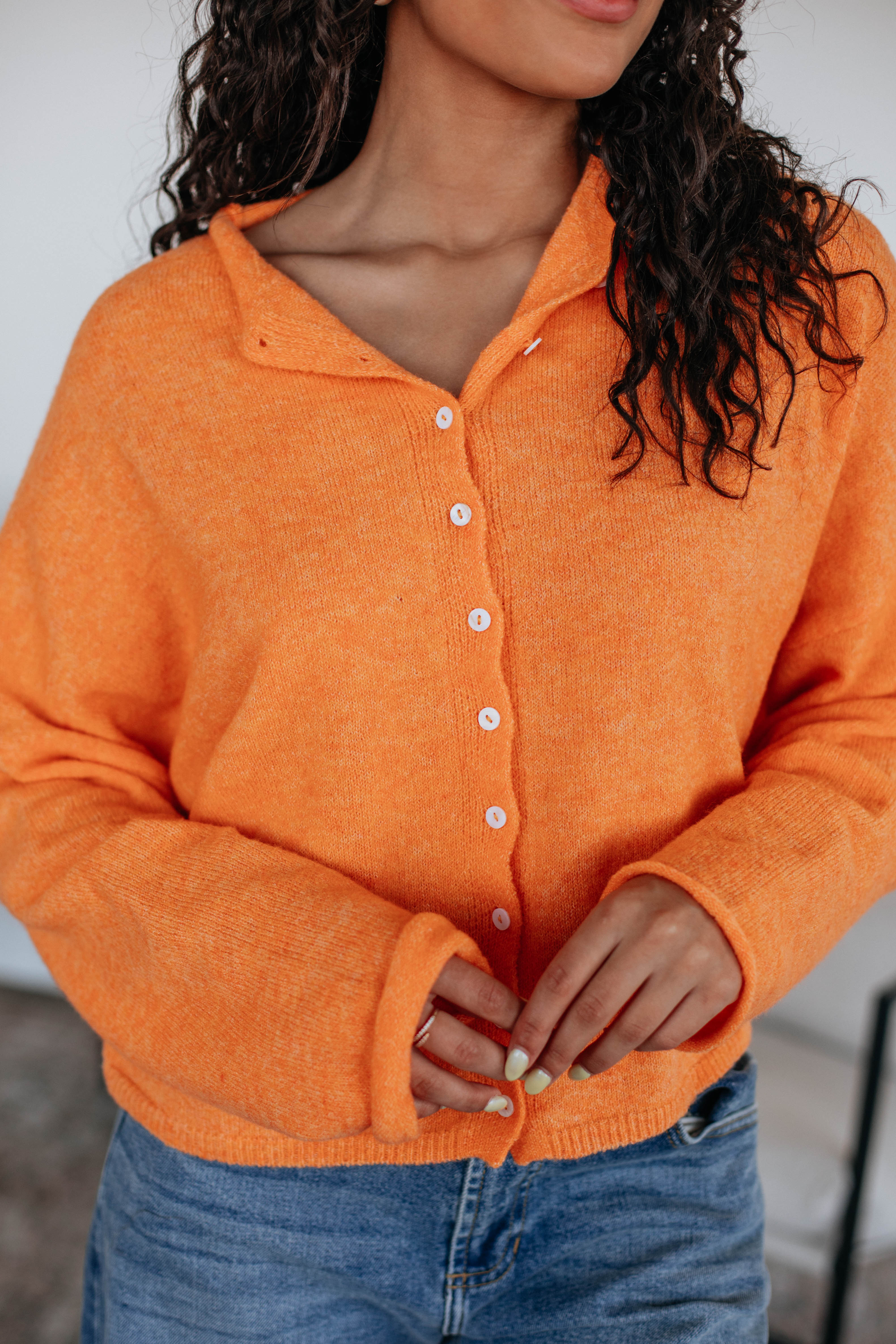 Brooke Cardigan Women's Knit Sweater - Soft Tangerine Orange Pullover for Fall & Winter | Cozy Casual Wear for Office, Travel & Lounge