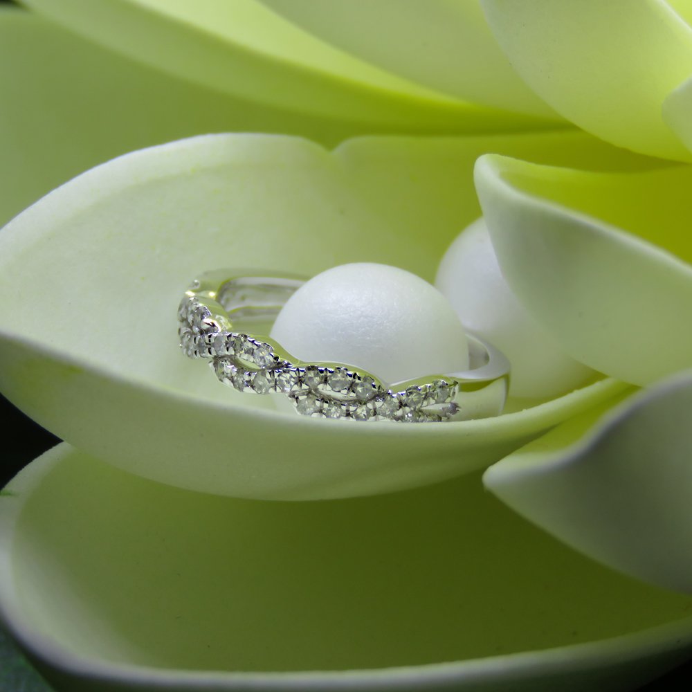 Dazzlingrock 14K White Gold 0.2 Carat Diamond Women's Wedding Band - Stackable Swirl Bridal Ring for Engagement, Anniversary & Special Occasions