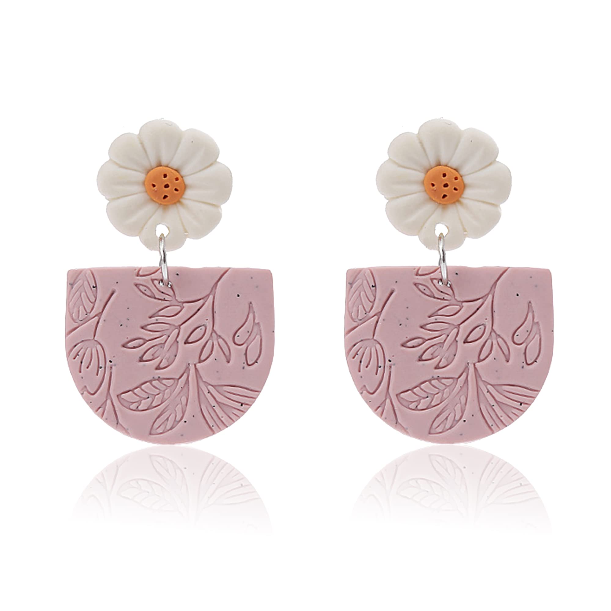Handmade Polymer Clay Rattan Flower Earrings - Lightweight Boho Dangle Earrings for Women, Girls | Statement Jewelry Gift for Birthday, Wedding, Party, Everyday Wear