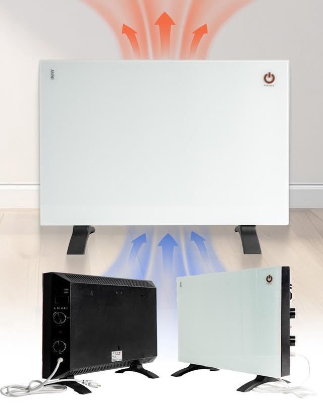 Amaze Heaters Classic Convection Panel Heater - 1500W Space Heater with Adjustable Thermostat, 450/900W Dual Wattage Settings, 22x18 Inch Wall Mountable - Perfect for Office, Bedroom & Living Room Up to 350 Sq Ft - Energy Efficient Heating Solution for Winter & Cold Days