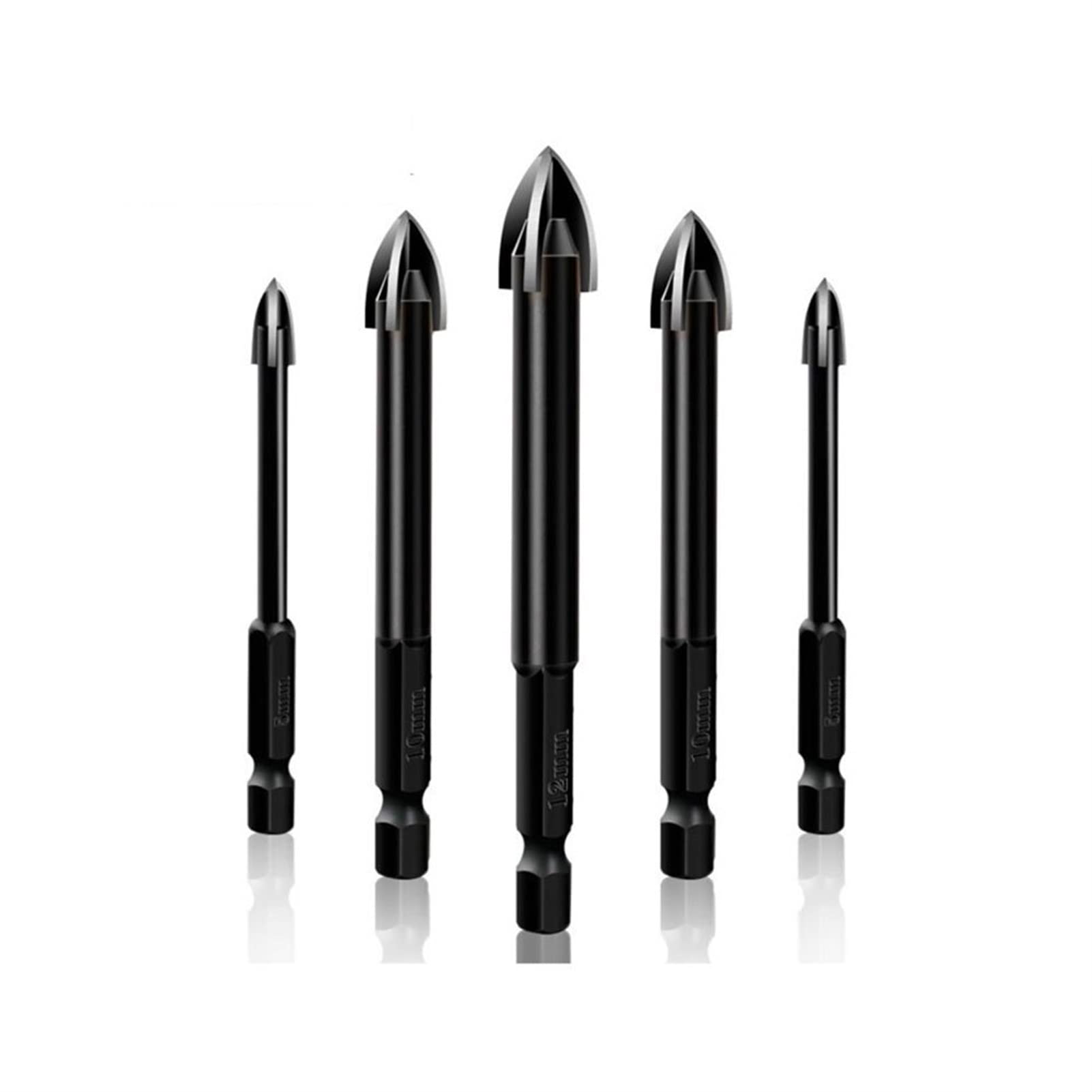 DOLUNTO 6Pcs Tungsten Steel Glass Drill Bit Set - Alloy Carbide Point with 4 Cutting Edges - Cross Spear Head for Tile, Glass, Ceramic, and Porcelain Drilling - Perfect for DIY Home Improvement and Craft Projects